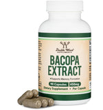 Double Wood Bacopa Extract 450mg capsules on a wooden surface