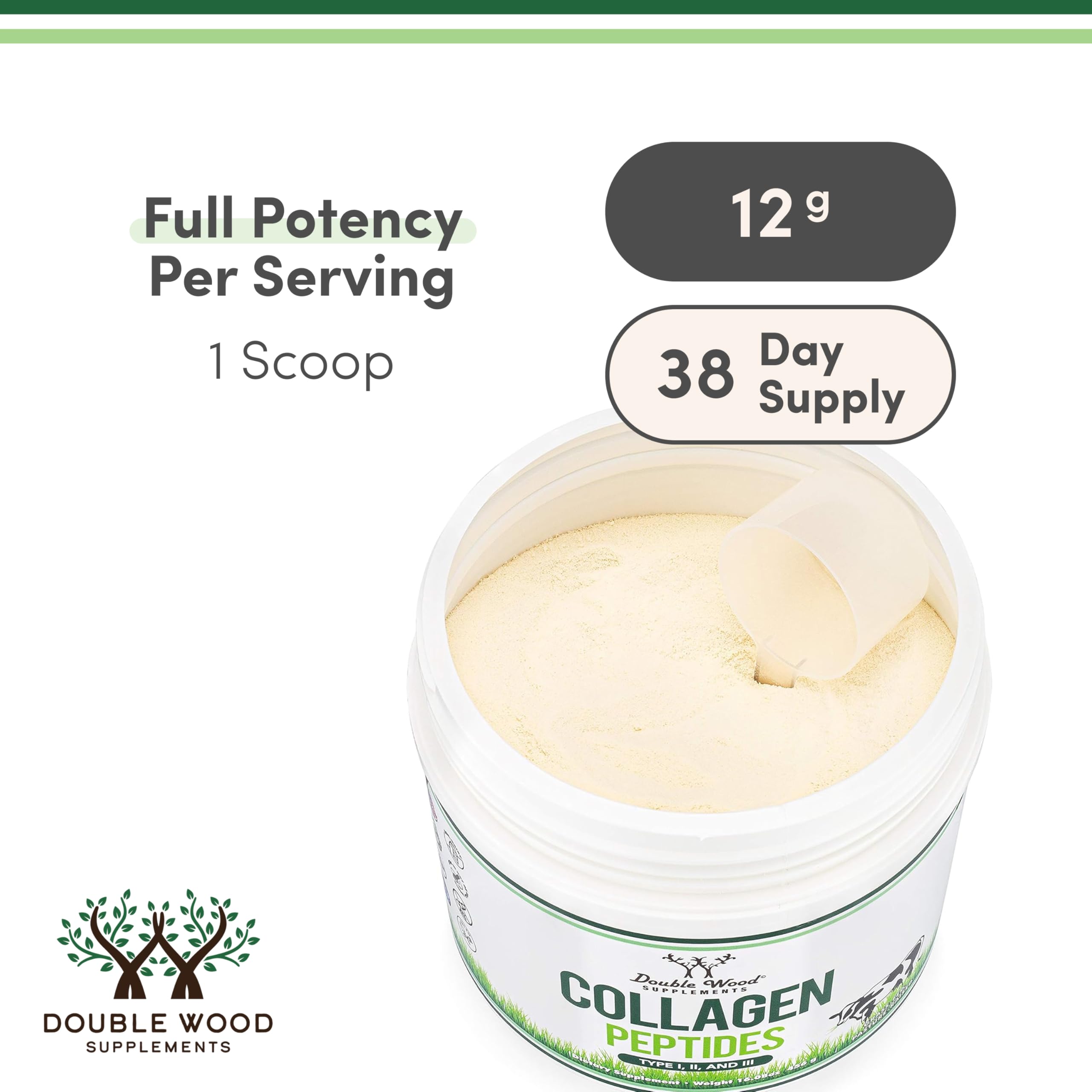 Double Wood Collagen Peptides Powder 454g packaging