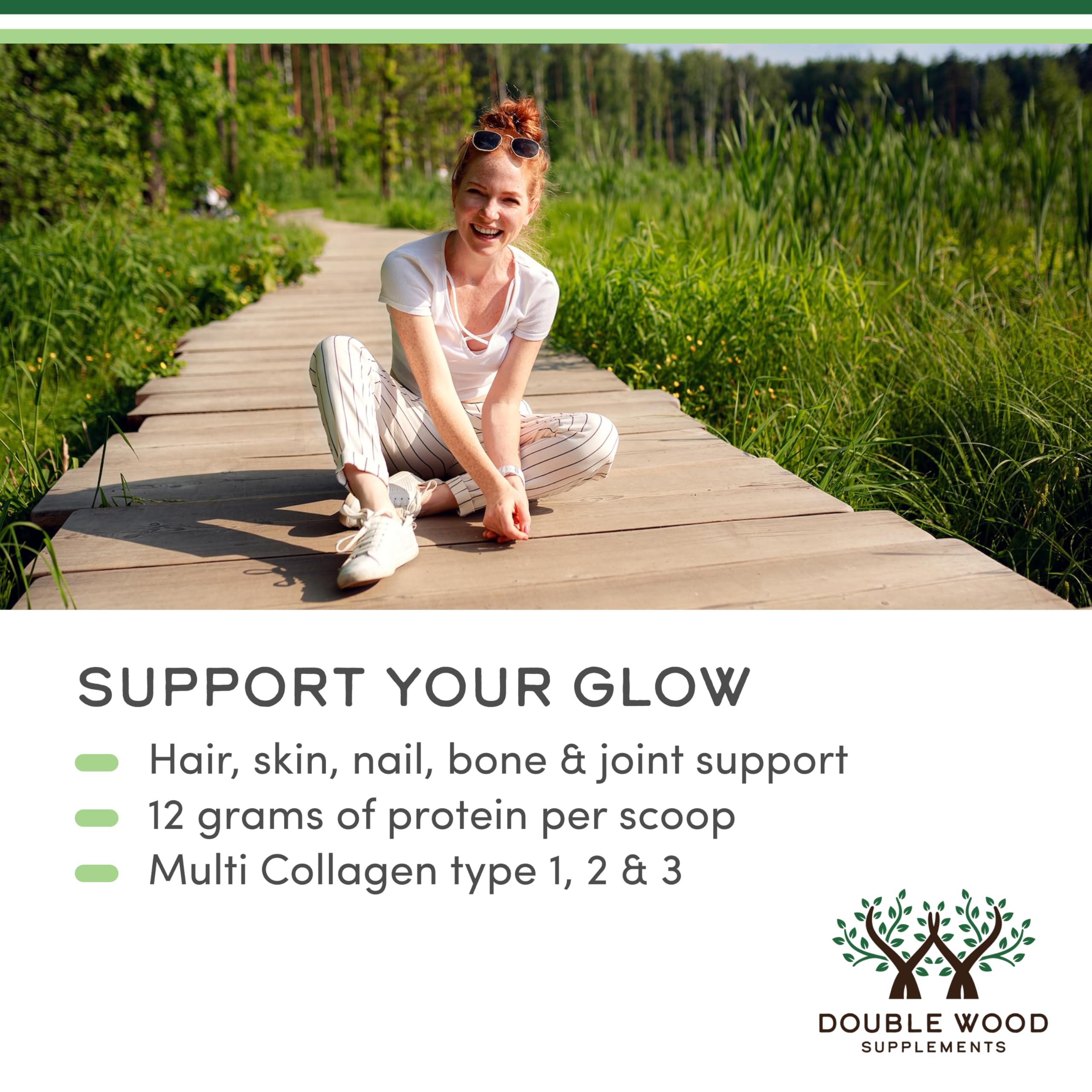 Double Wood Collagen Peptides Powder mixed in a smoothie