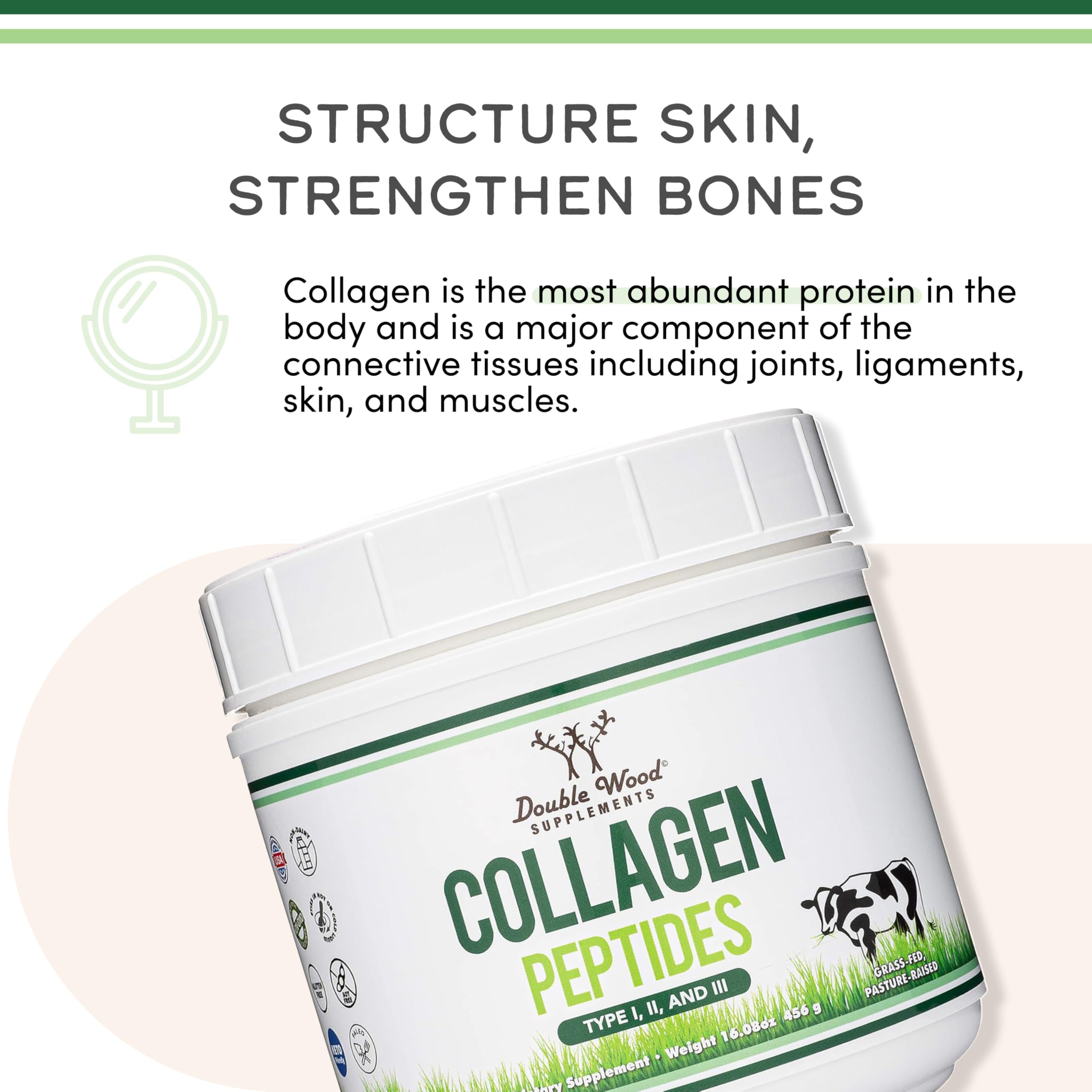 Double Wood Collagen Peptides Powder side view