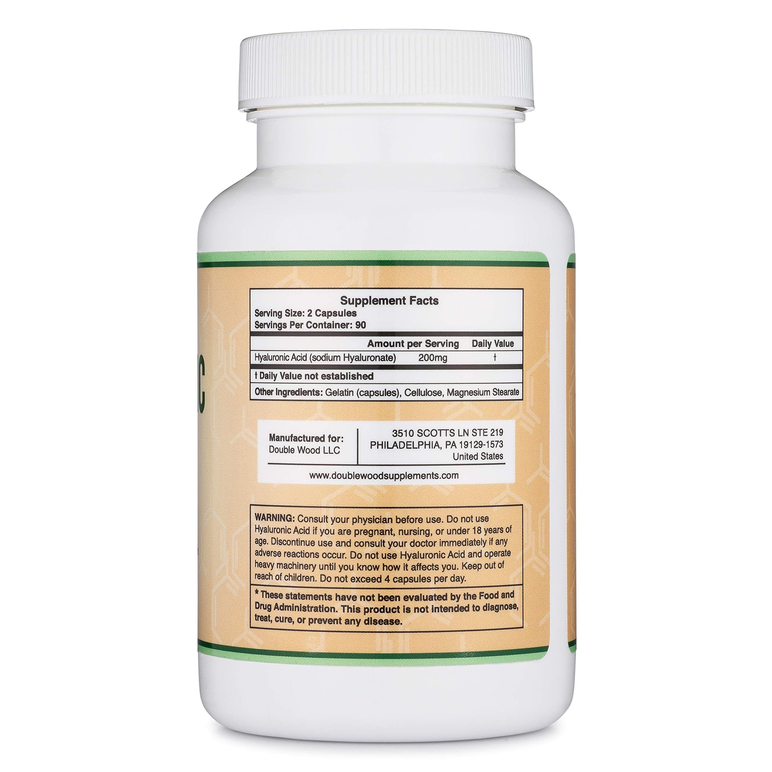 Double Wood Hyaluronic Acid bottle with label details