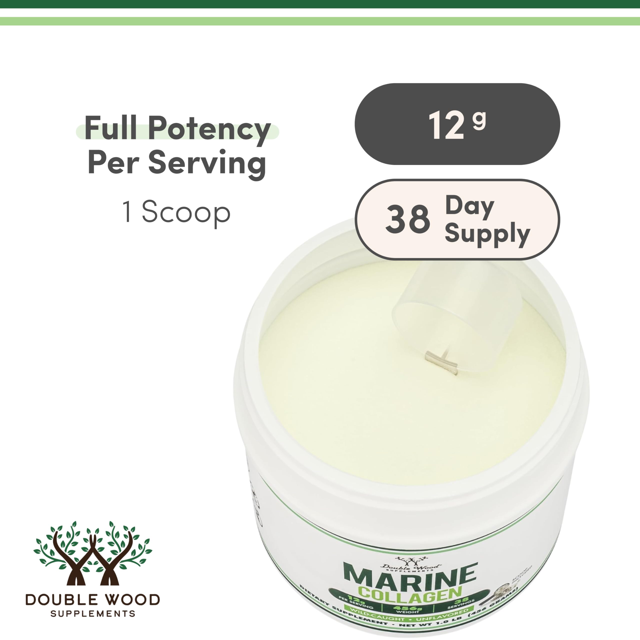 Double Wood Marine Collagen Powder packaging side view