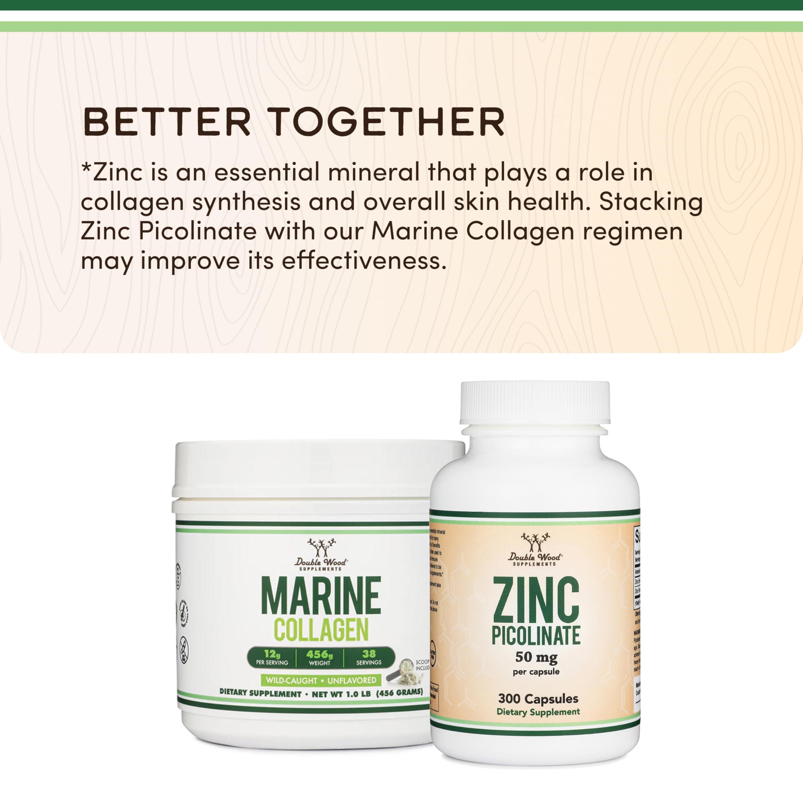 Double Wood Marine Collagen Powder unflavoured powder close-up