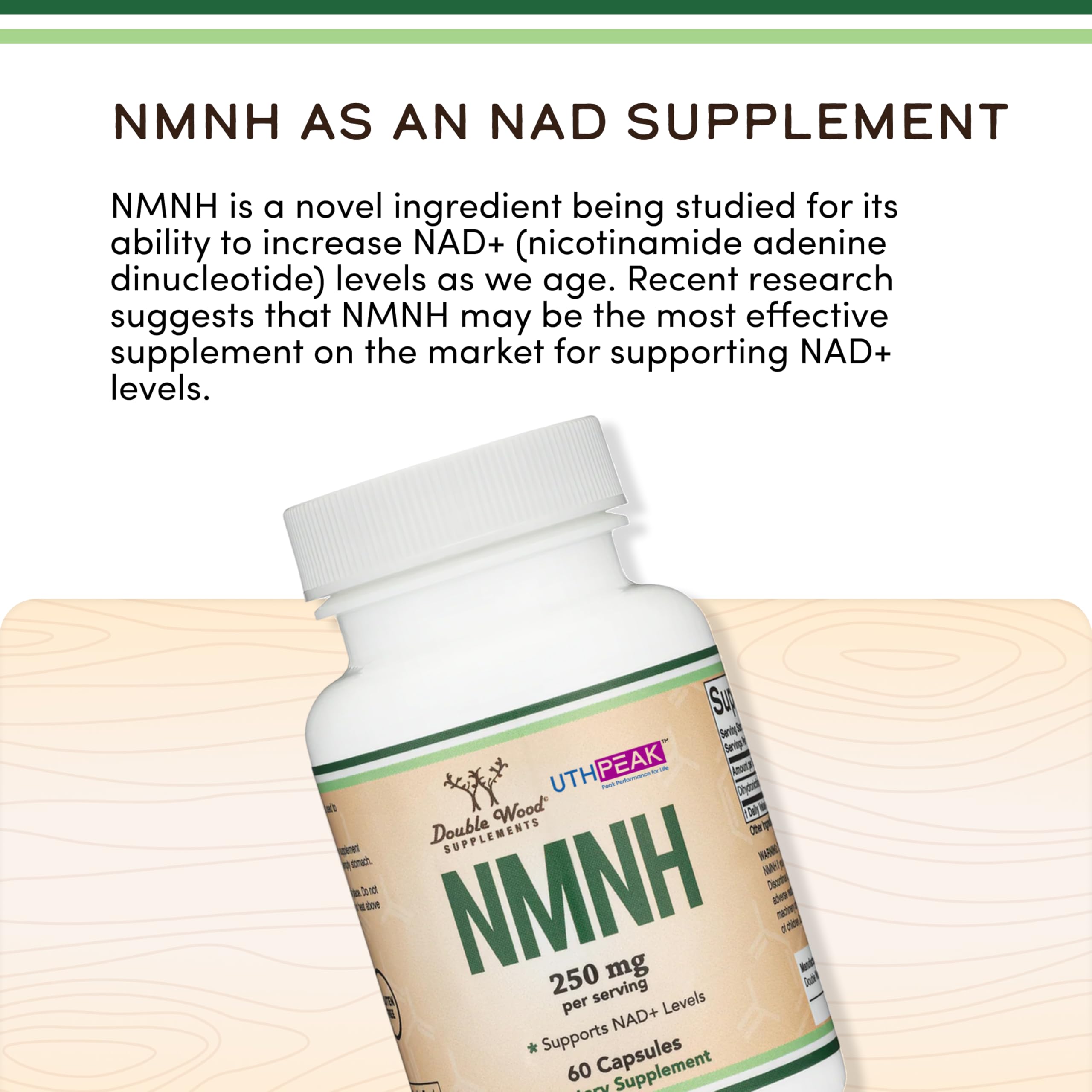 Double Wood NMNH supplement capsules close-up