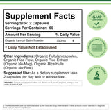 Double Wood Organic Lemon Balm Capsules bottle with label