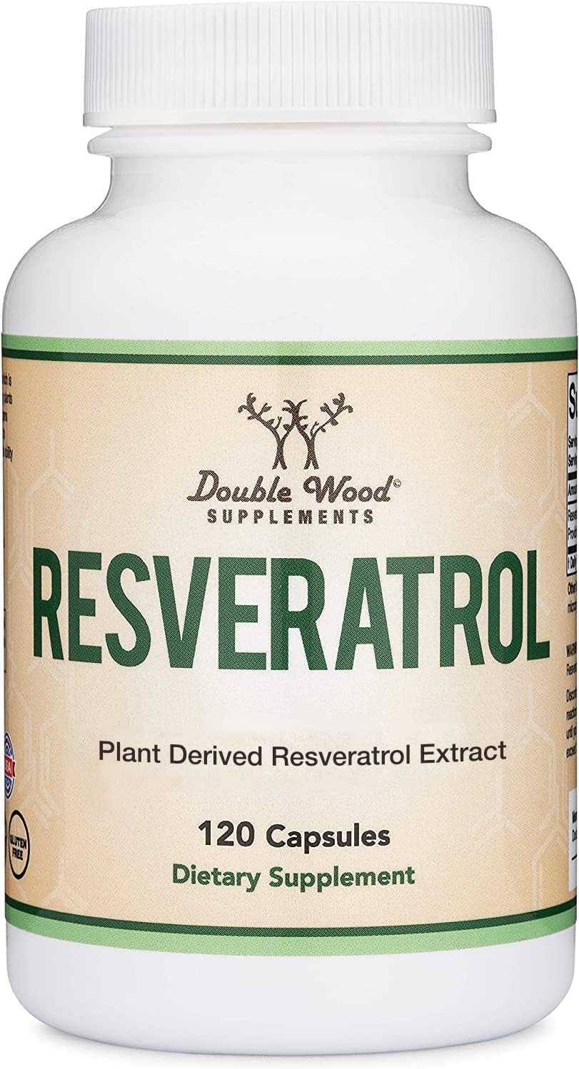 Double Wood Resveratrol 500mg 120 veggie capsules front view