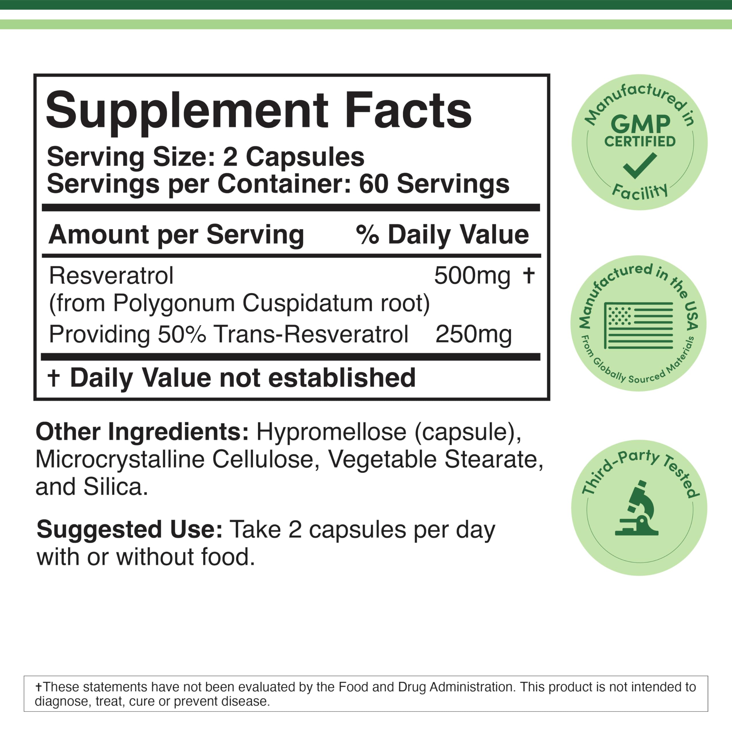 Double Wood Resveratrol 500mg bottle side view