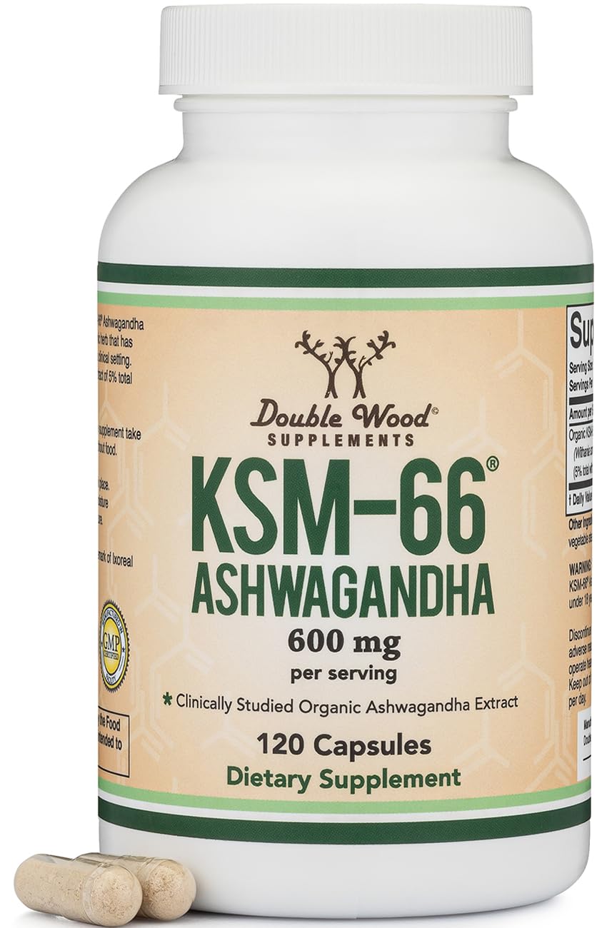 Double Wood Supplements Ashwagandha 500mg capsule bottle front view