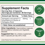 Double Wood Supplements Astragalus Capsules back view