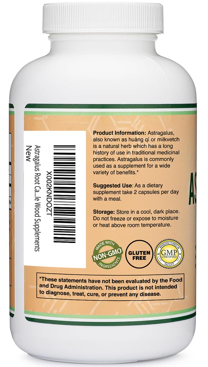 Double Wood Supplements Astragalus Capsules side view