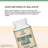 Double Wood Supplements Berberine and Ceylon Cinnamon bottle side view