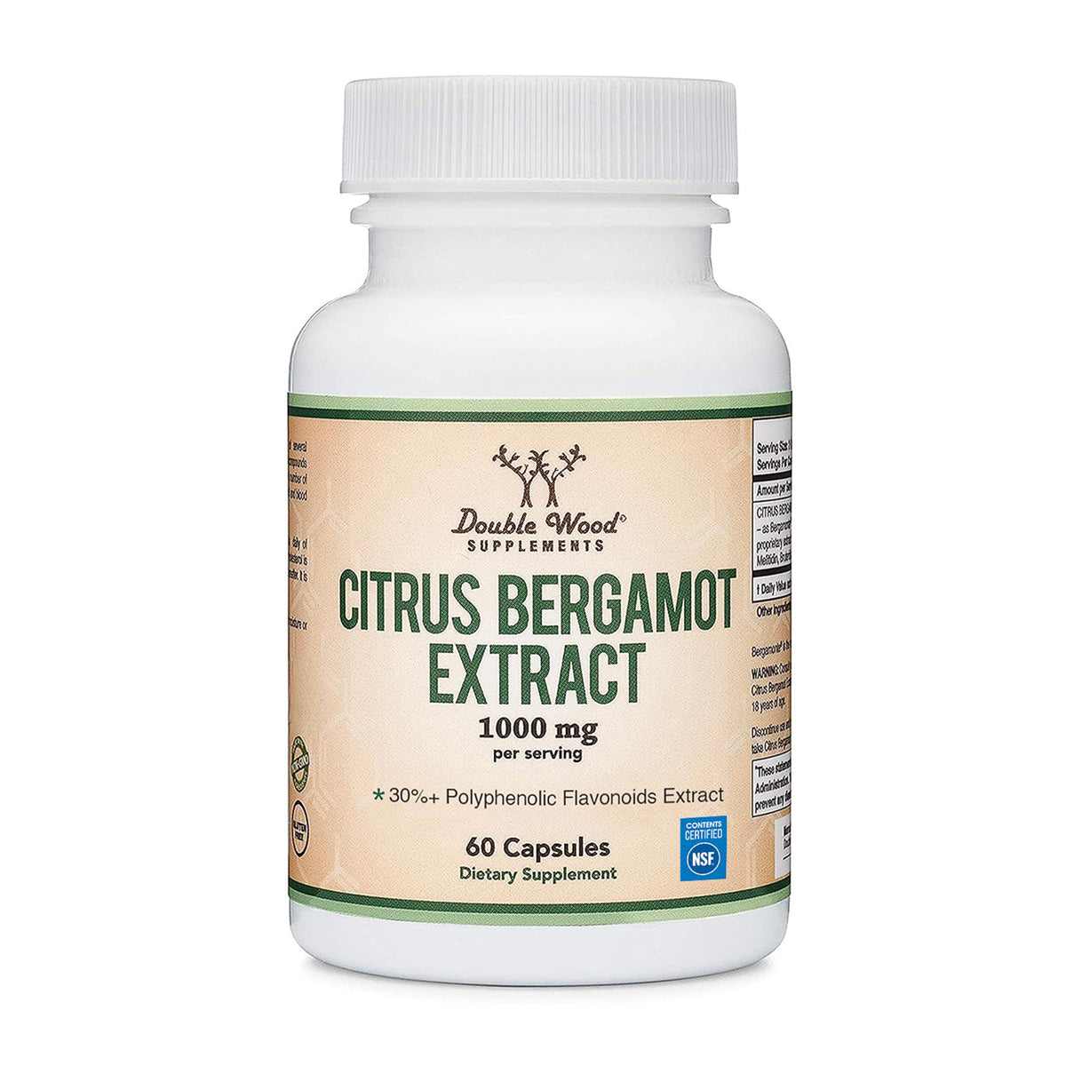 Double Wood Supplements Citrus Bergamot 1000mg capsules front view