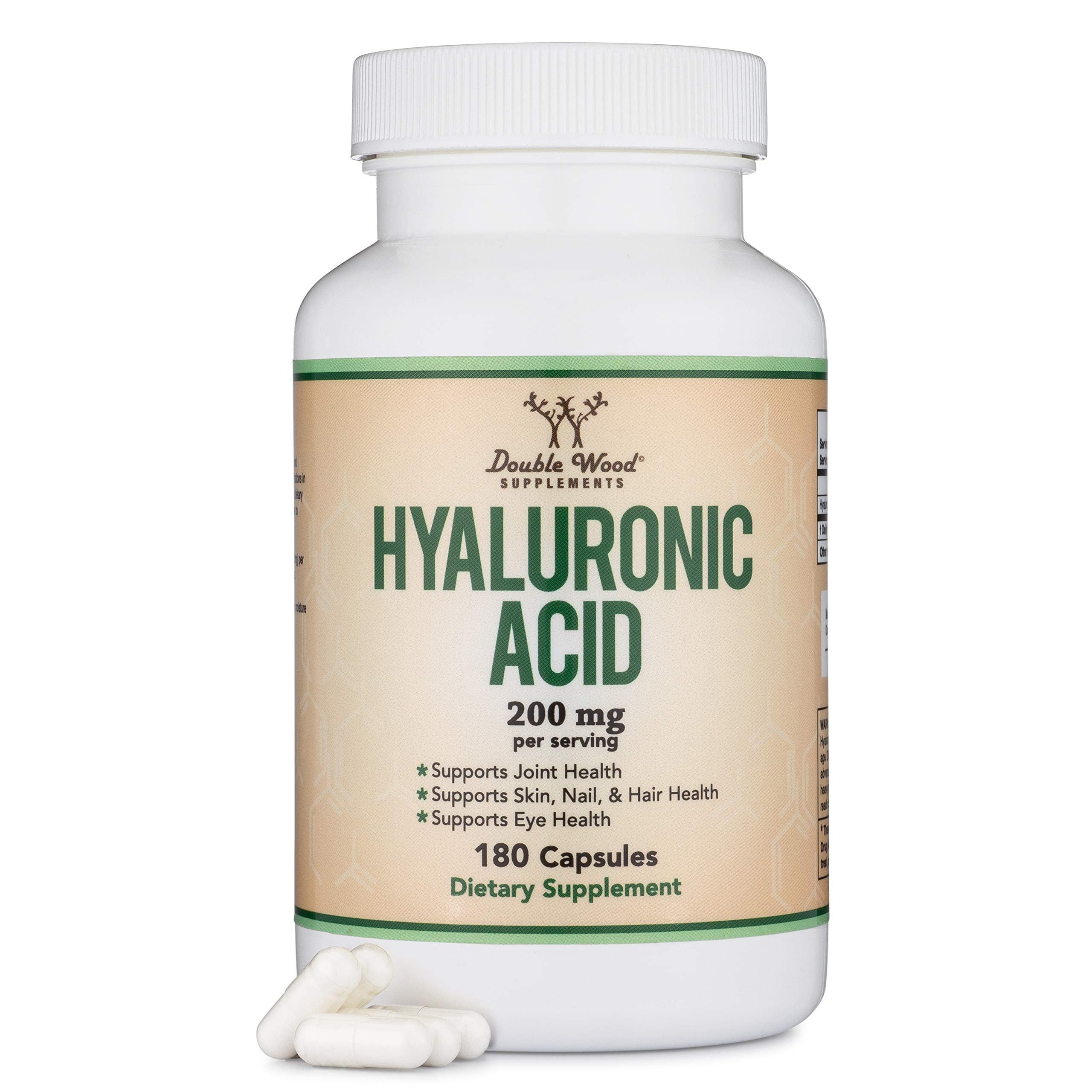 Double Wood Supplements Hyaluronic Acid 180 Capsules front view