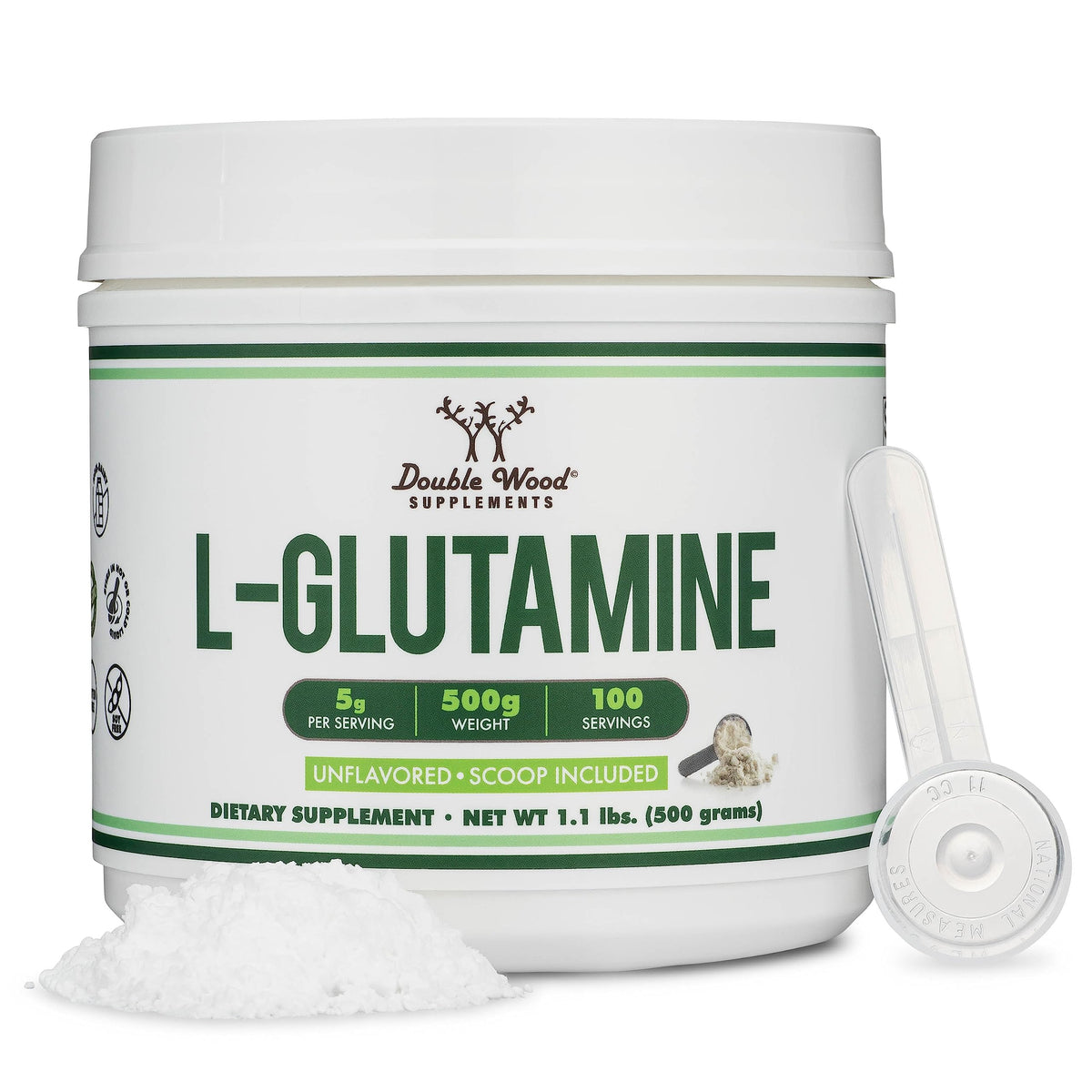Double Wood Supplements L-Glutamine Powder 500g front view