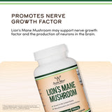 Double Wood Supplements Lion’s Mane Mushroom 1000mg capsules on a table
