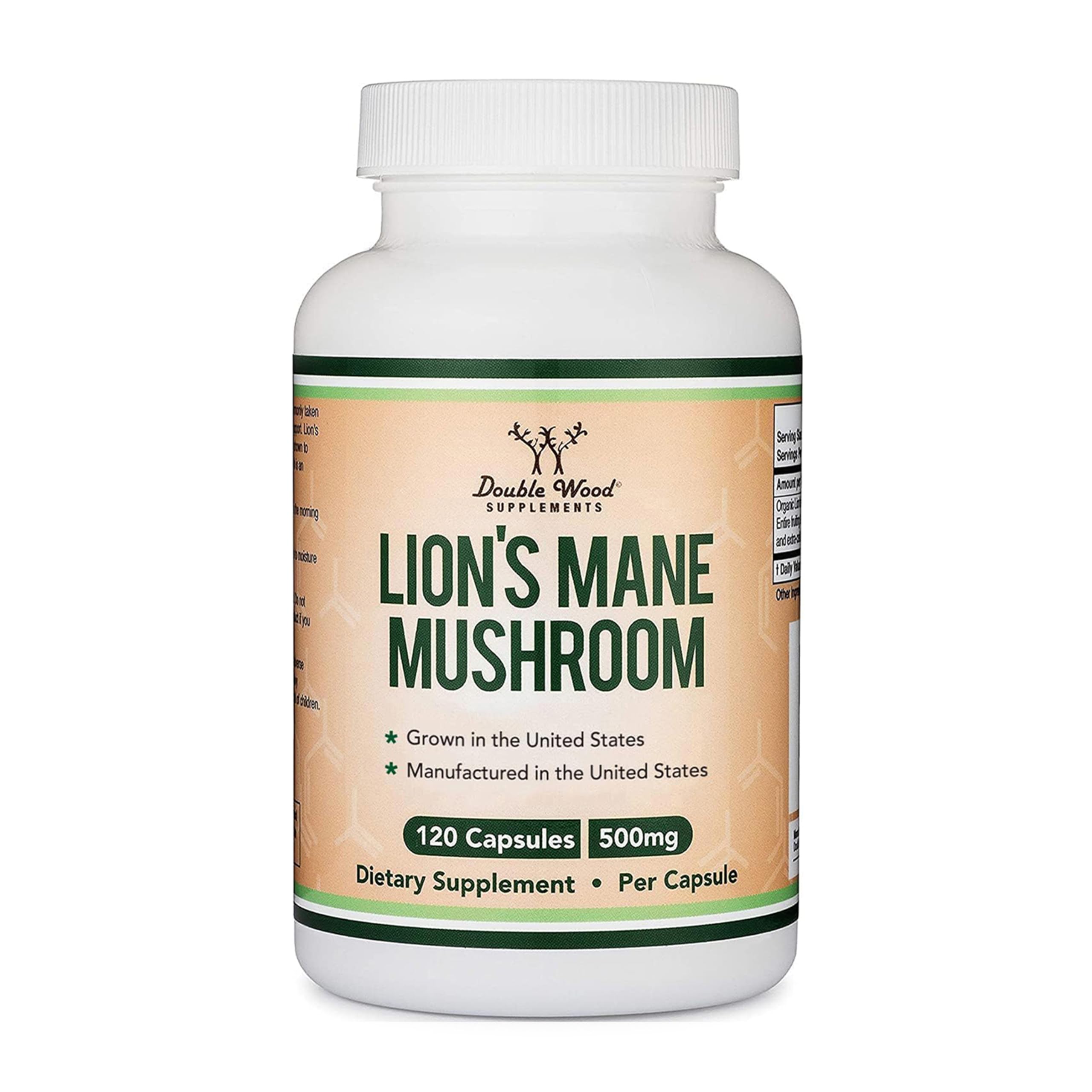 Double Wood Supplements Lion’s Mane Mushroom 1000mg front view