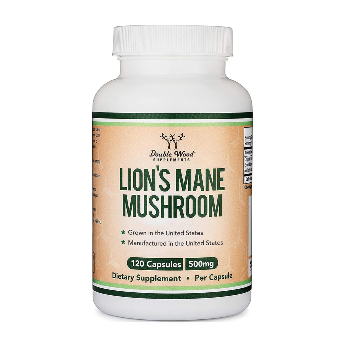 Double Wood Supplements Lion’s Mane Mushroom 1000mg front view