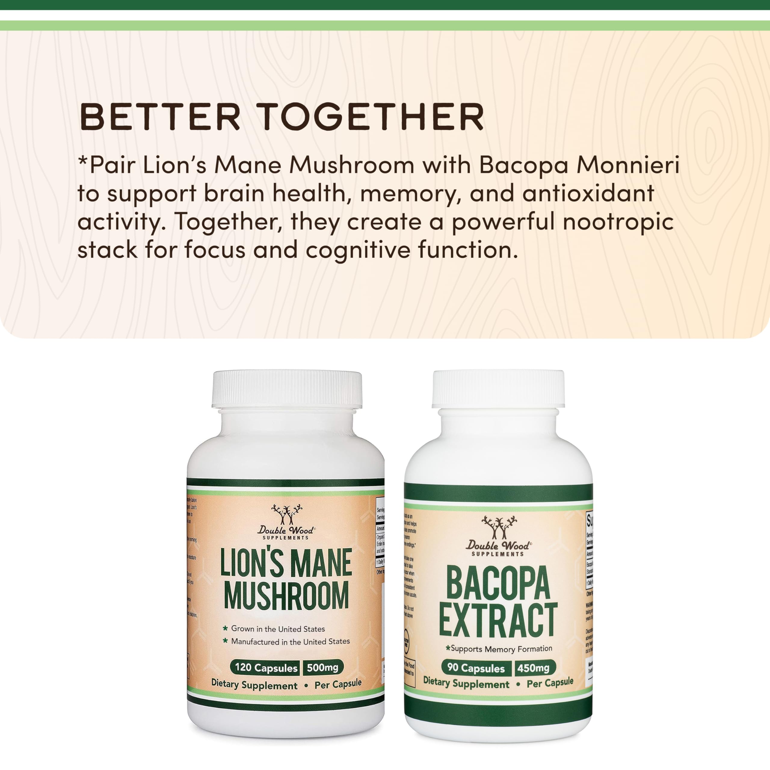 Double Wood Supplements Lion’s Mane Mushroom 1000mg ingredients list