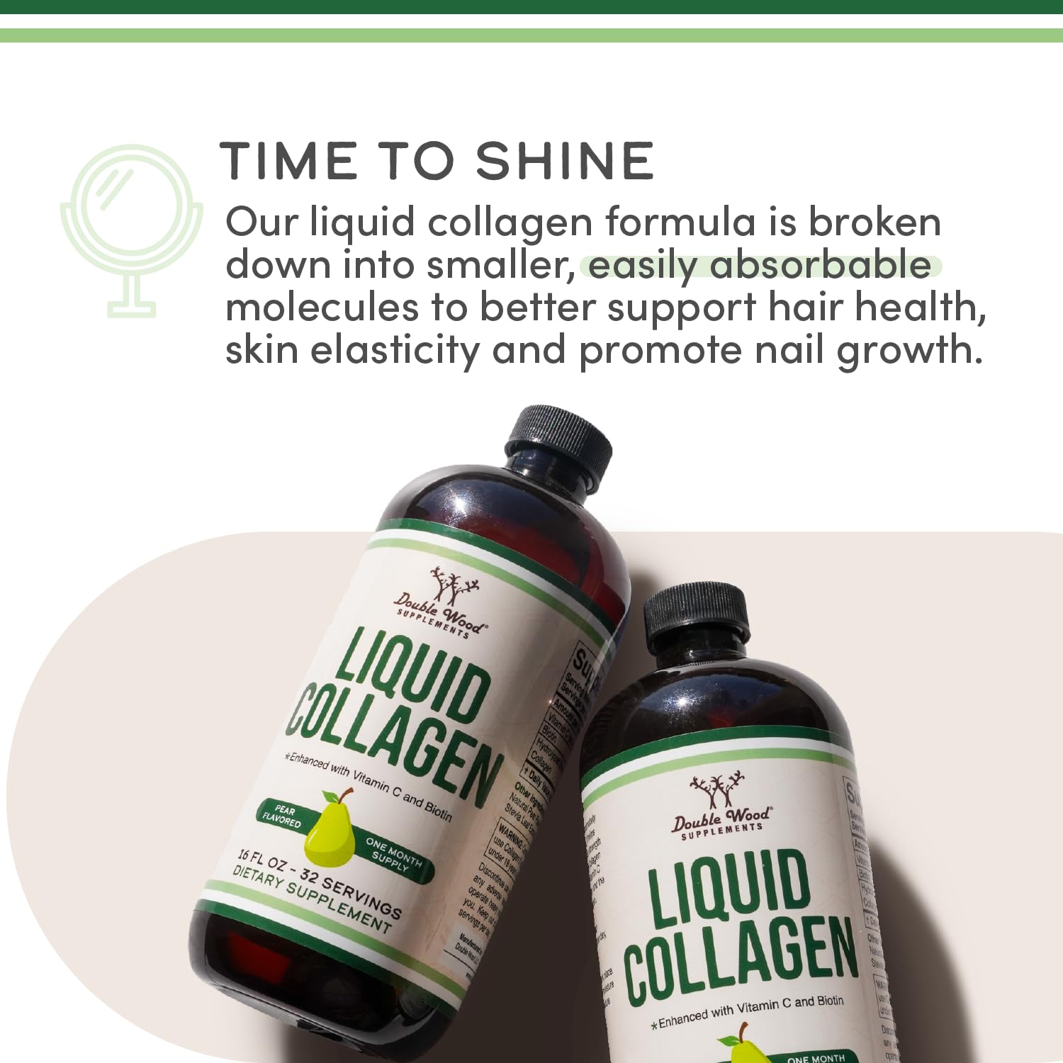 Double Wood Supplements Liquid Collagen 454g bottle with cap