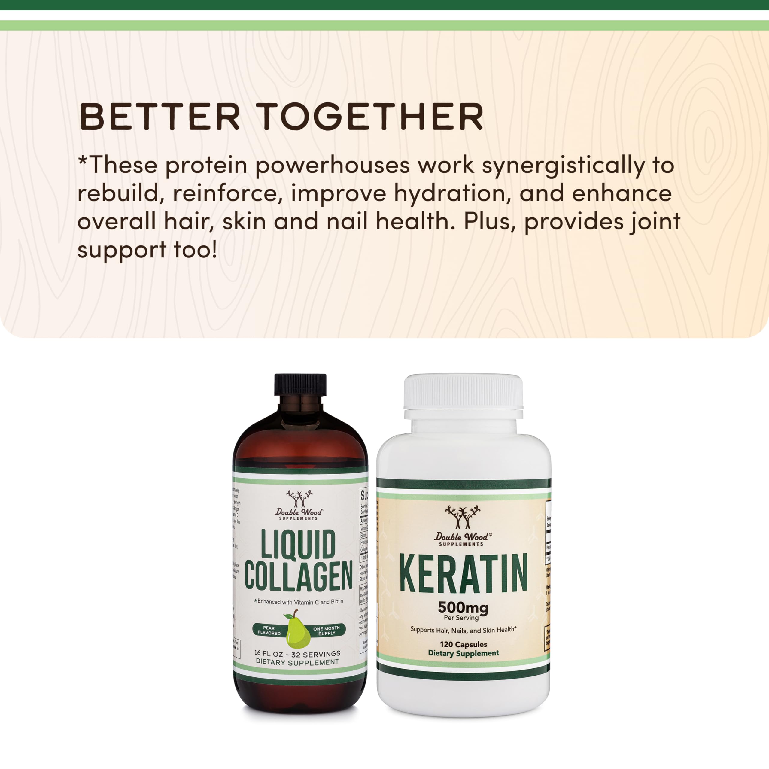 Double Wood Supplements Liquid Collagen 454g serving suggestion