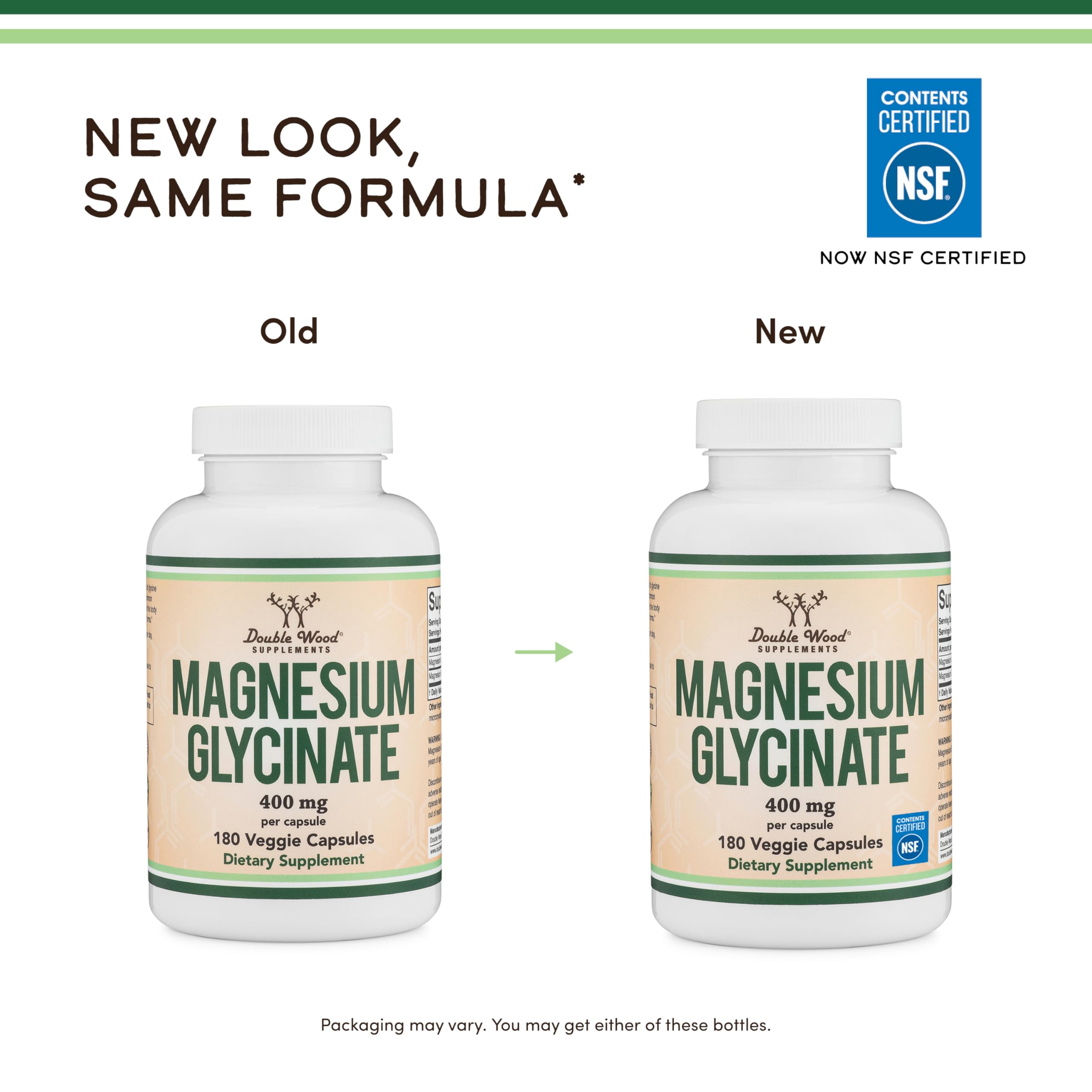 Double Wood Supplements Magnesium Glycinate 400mg - 180 Capsules