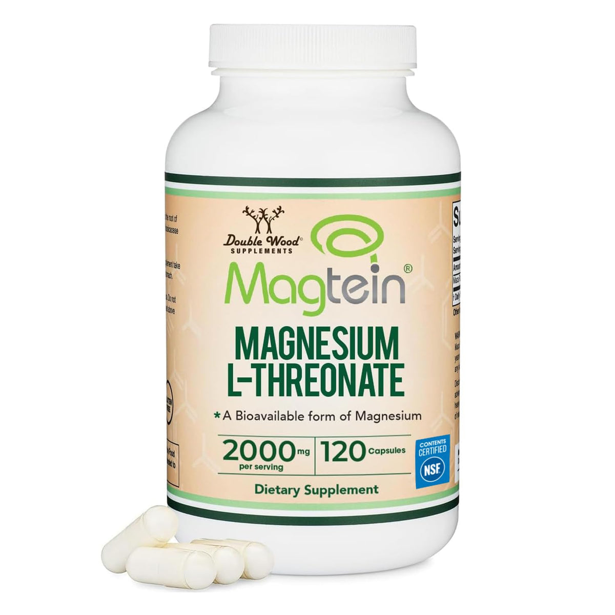 Double Wood Supplements Magnesium L-Threonate 2000mg capsule bottle front view