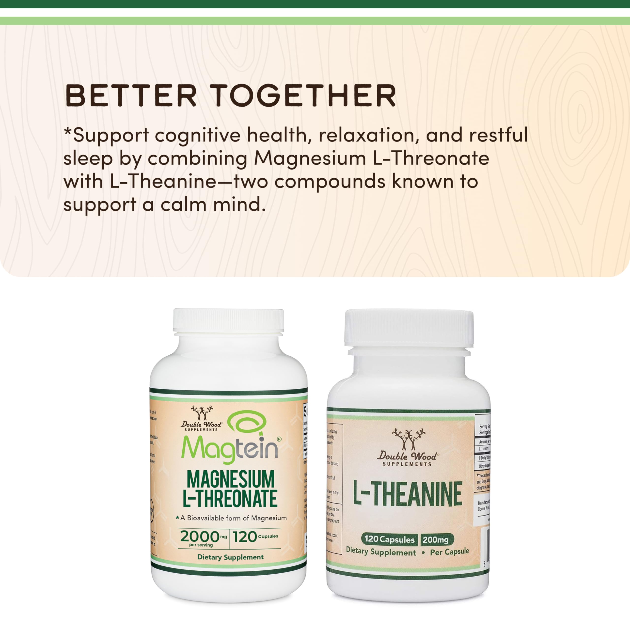 Double Wood Supplements Magnesium L-Threonate 2000mg capsules with packaging