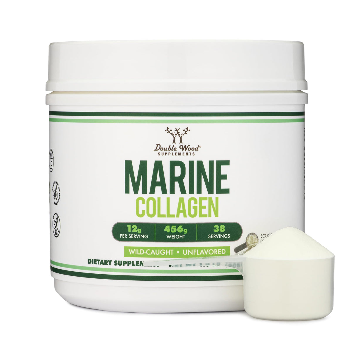 Double Wood Supplements Marine Collagen Powder 1.0 LB front view