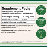 Double Wood Supplements Mullein Leaf Extract Capsules 1000mg bottle side view