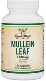 Double Wood Supplements Mullein Leaf Extract Capsules 1000mg capsules on a table
