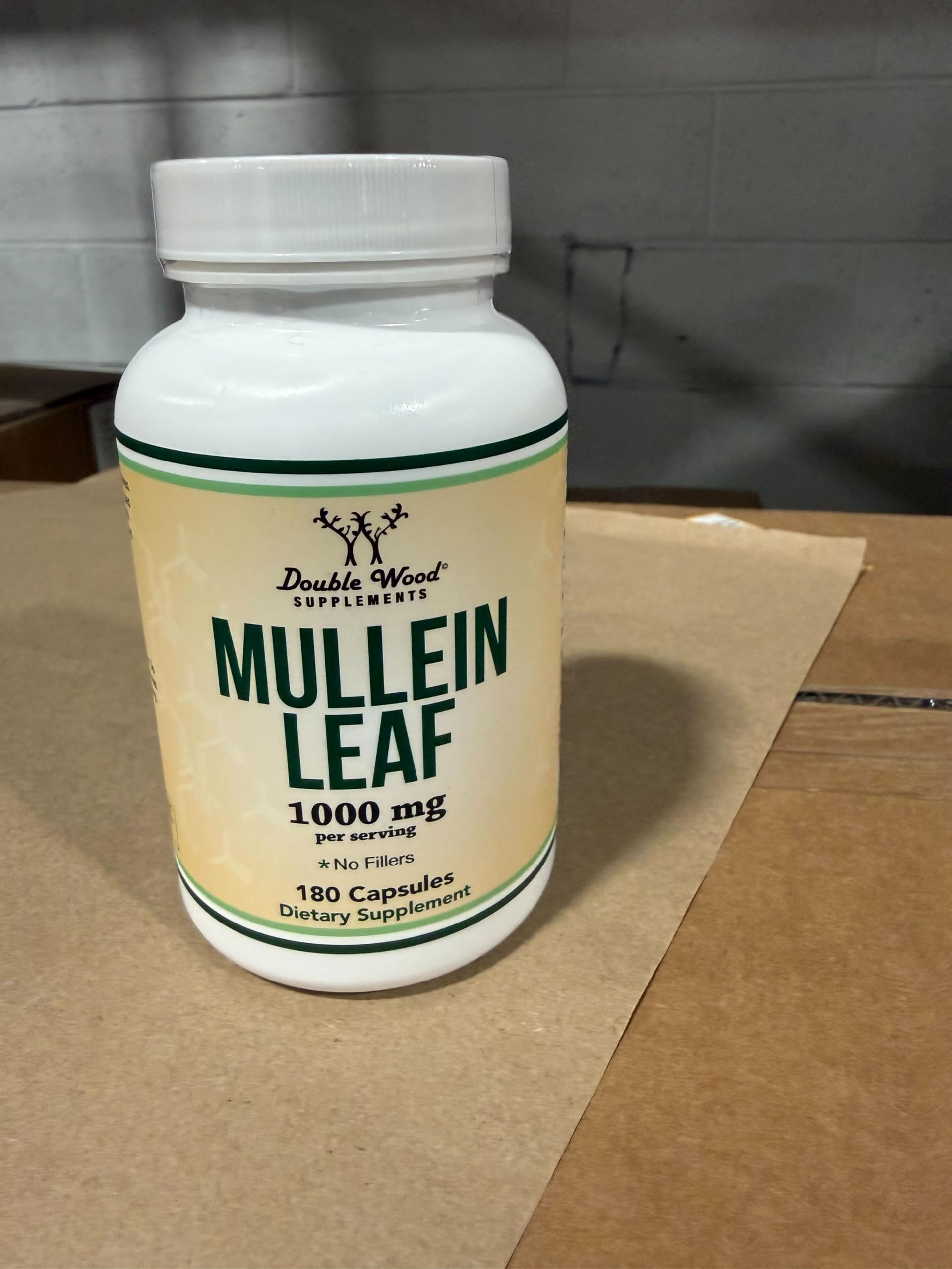 Double Wood Supplements Mullein Leaf Extract Capsules 1000mg with measuring spoon