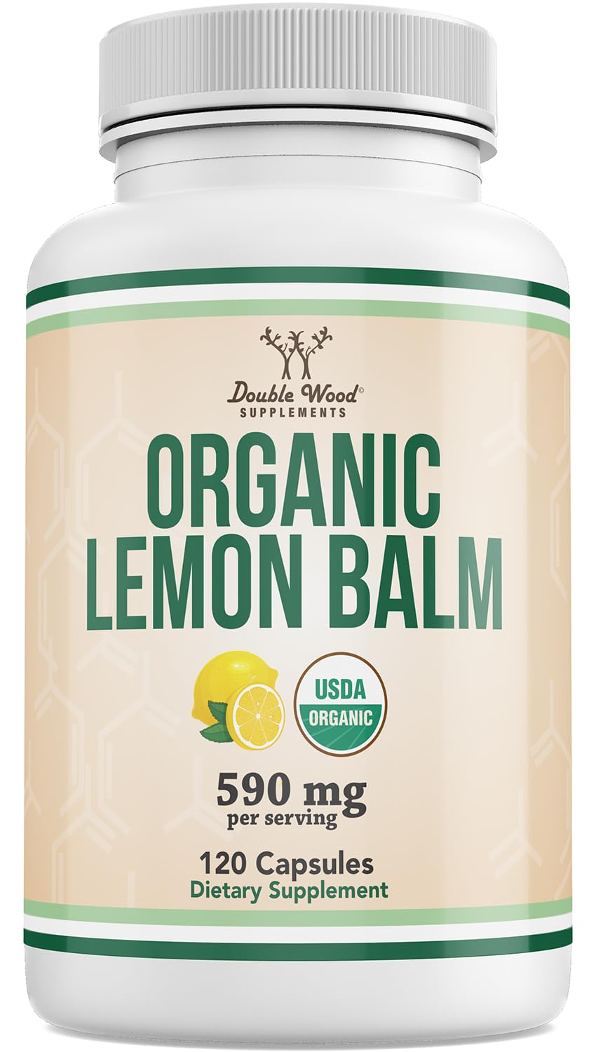 Double Wood Supplements Organic Lemon Balm Capsules front view
