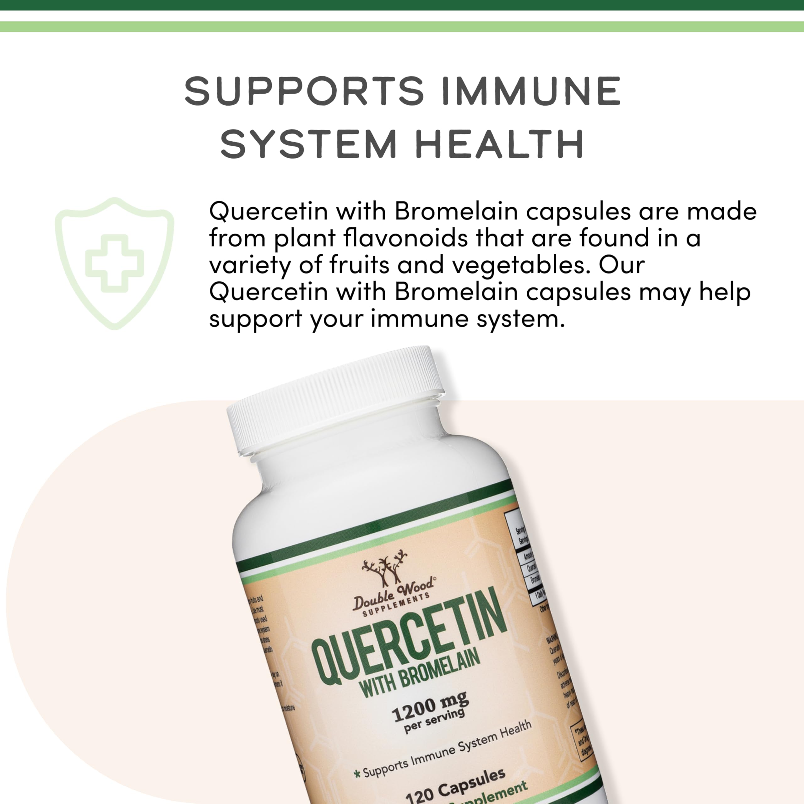 Double Wood Supplements Quercetin with Bromelain 200mg capsules side view