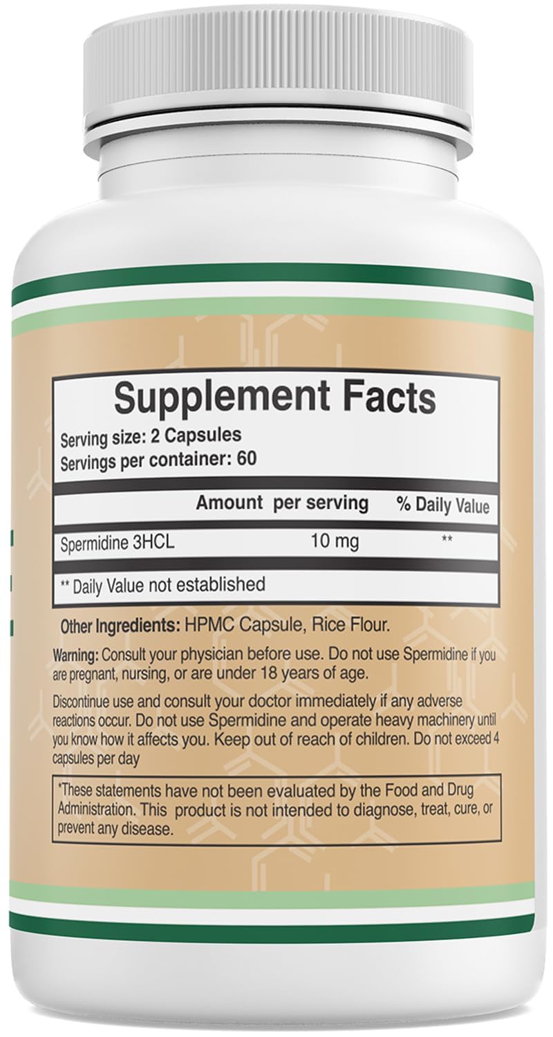 Double Wood Supplements Spermidine Trihydrochloride 99% side view