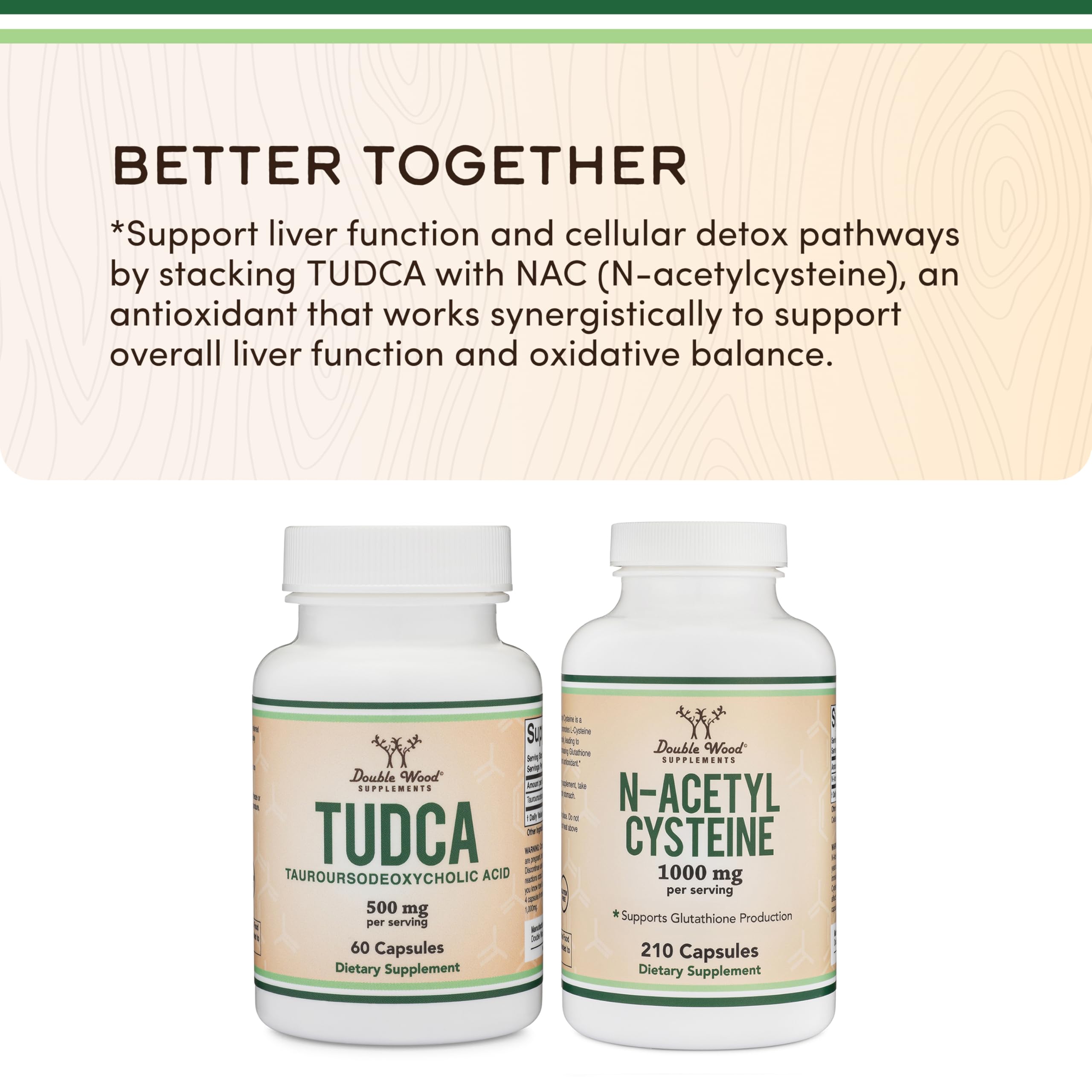 Double Wood Supplements TUDCA Liver Extract 500mg Capsules close-up