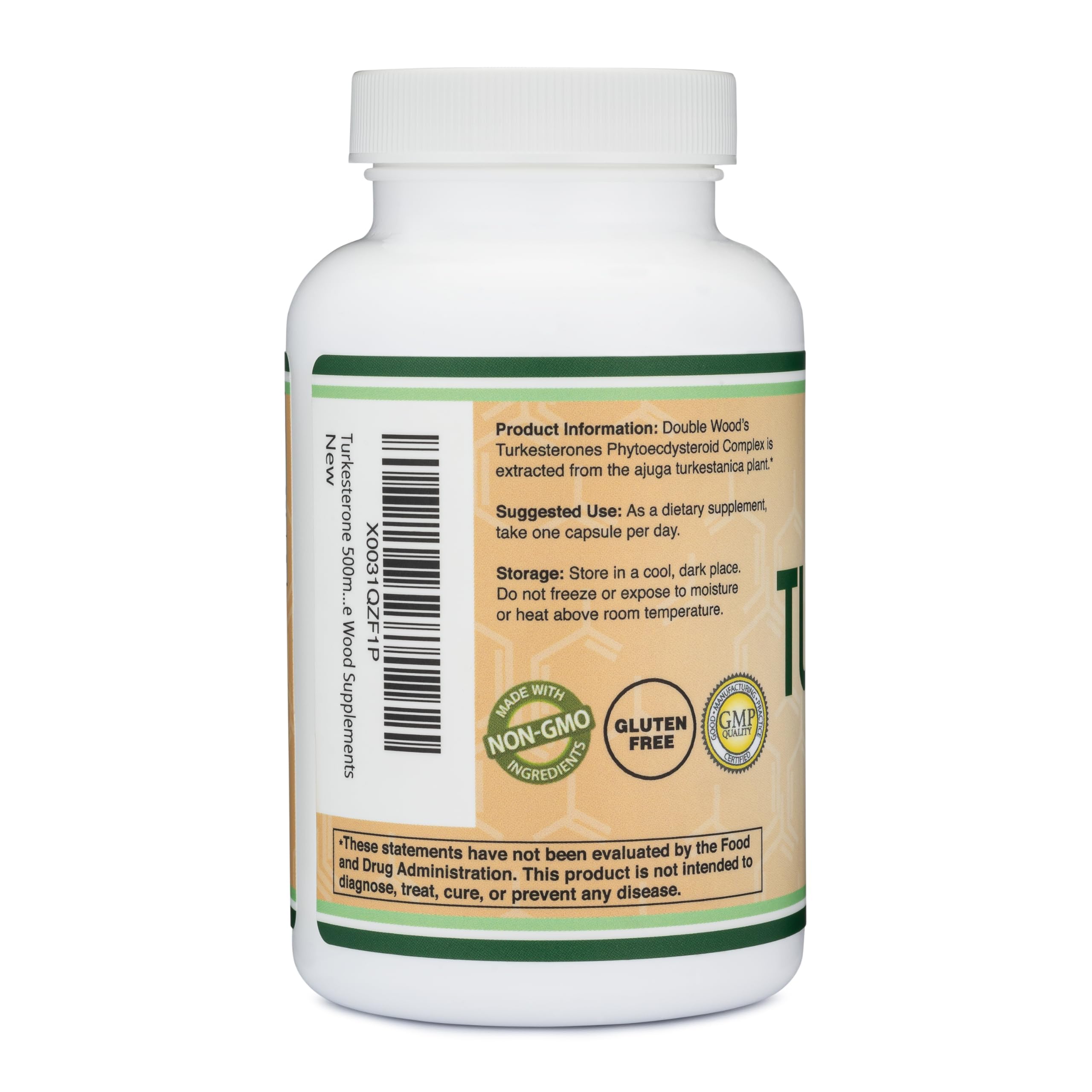 Double Wood Turkesterone Capsules back label with ingredients