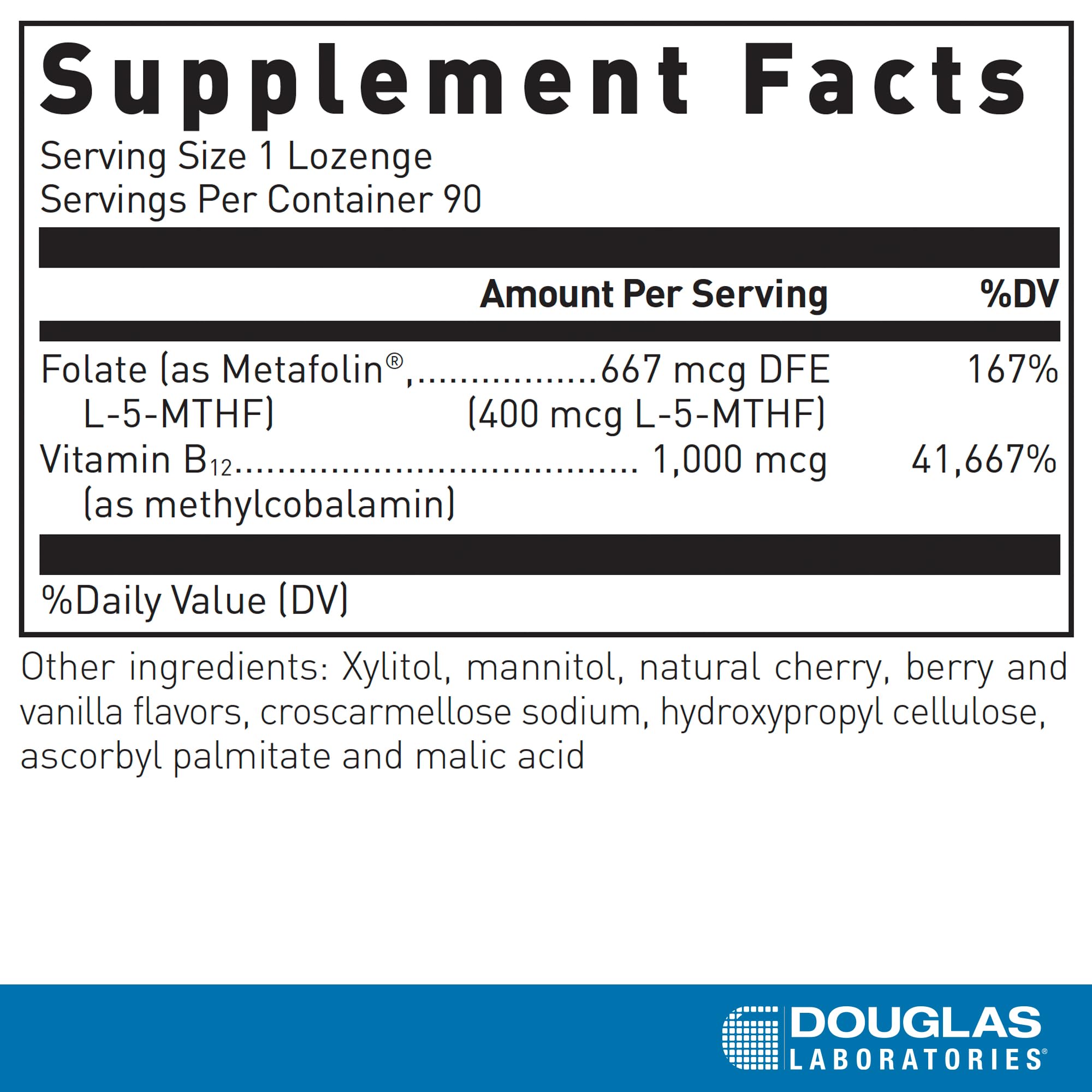 Douglas Laboratories B12 Lozenge packaging side view