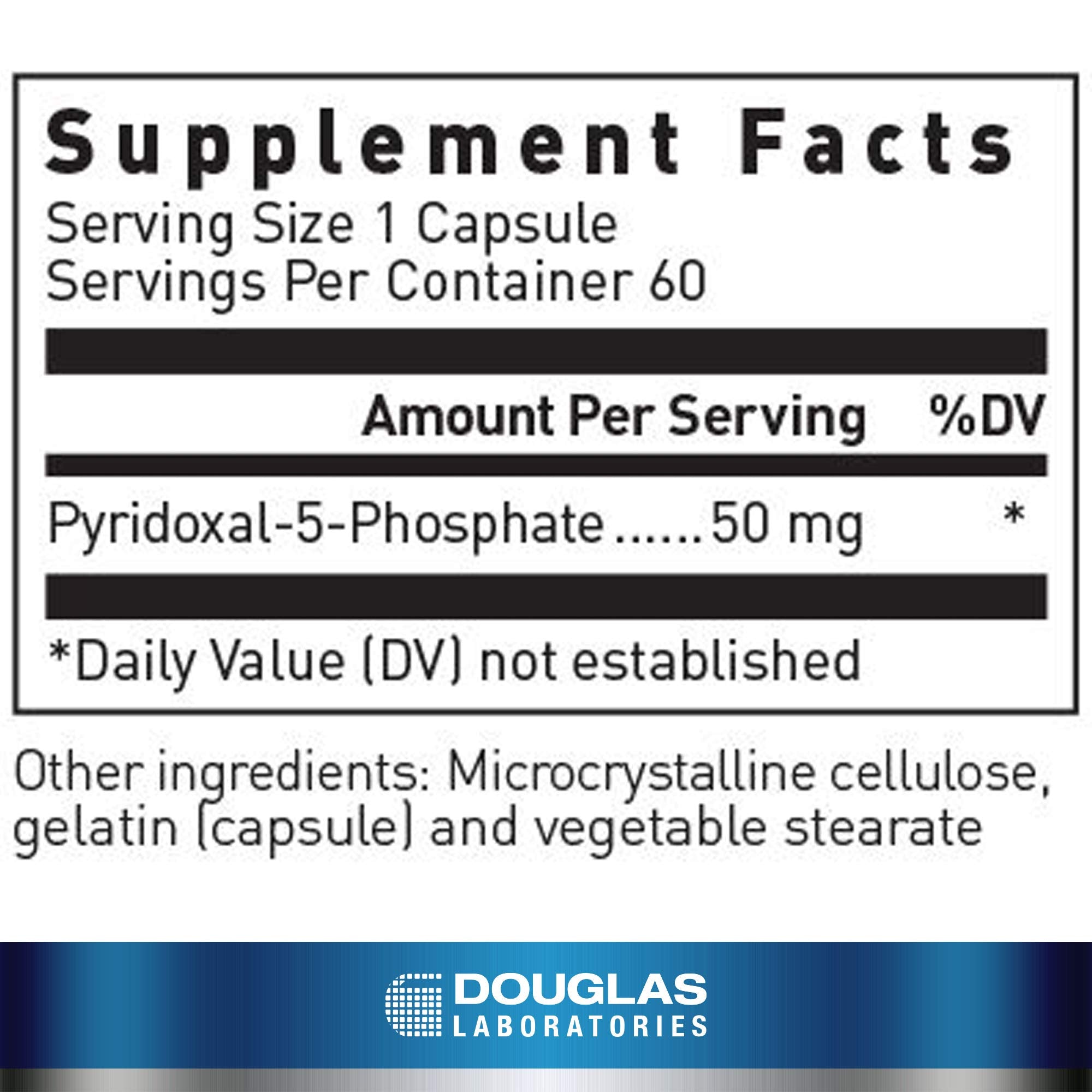 Douglas Laboratories B6 (Pyridoxal Phosphate) 50mg capsules back view