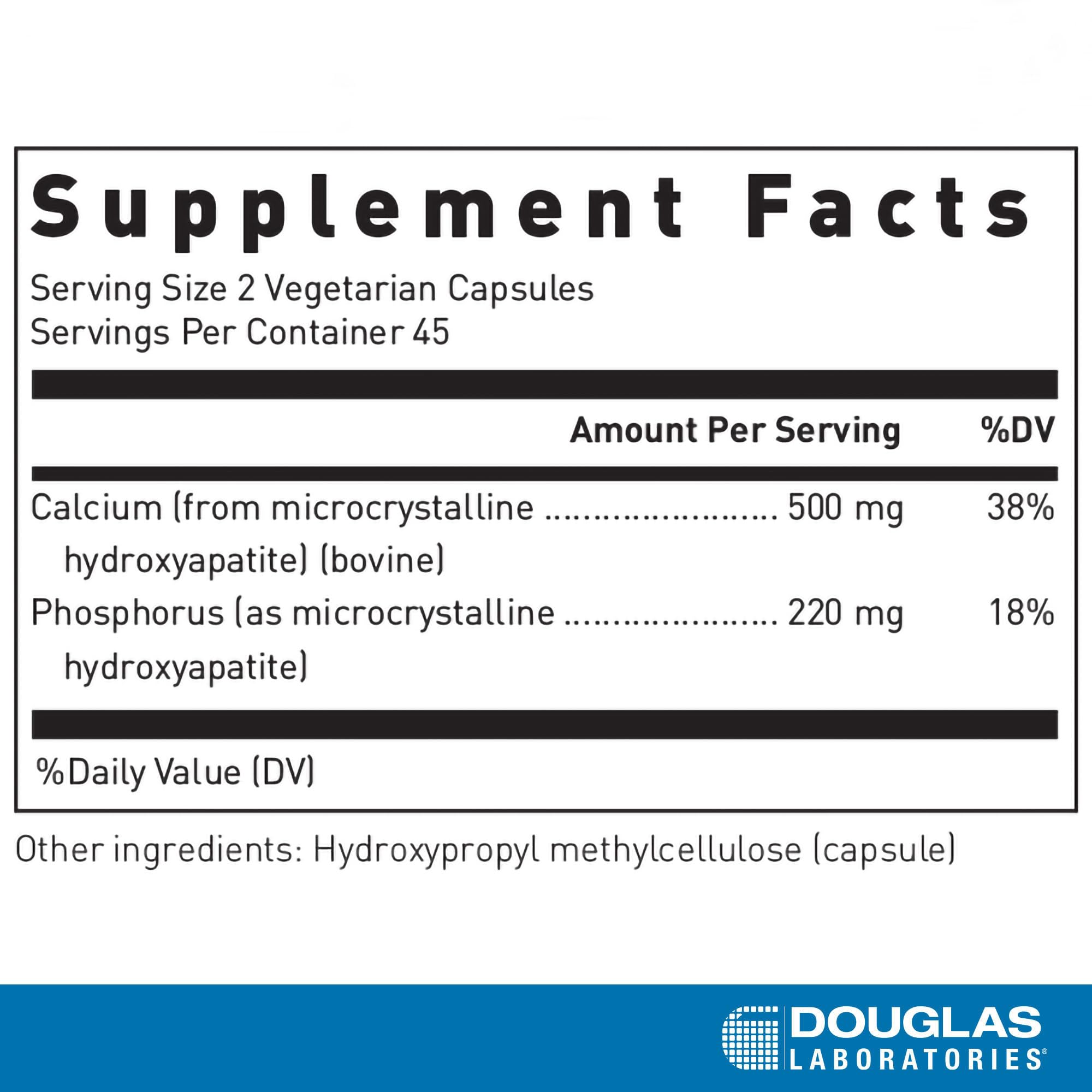 Douglas Laboratories Calcium Microcrystalline Hydroxyapatite 500mg back view