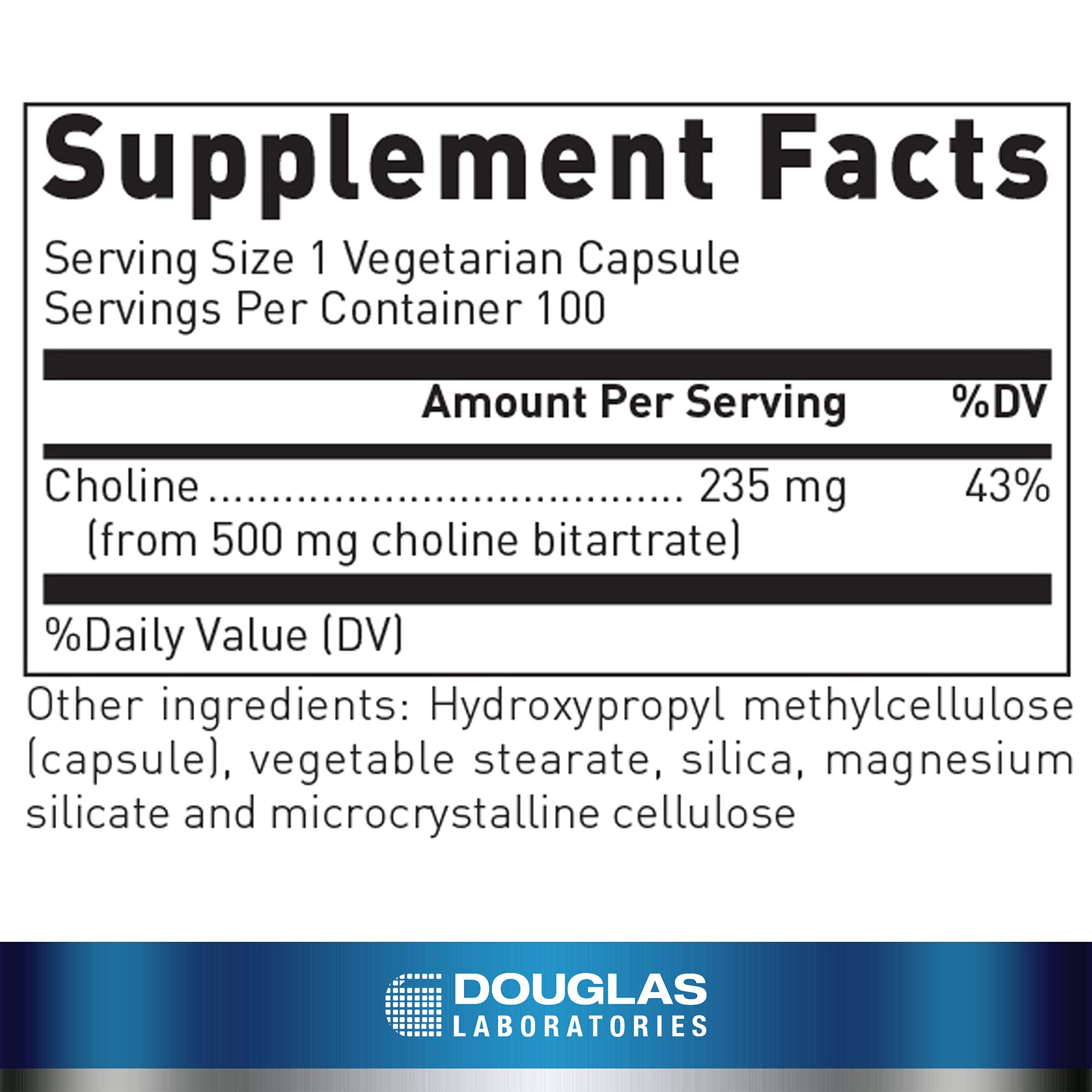 Douglas Laboratories Choline 235mg capsules side view