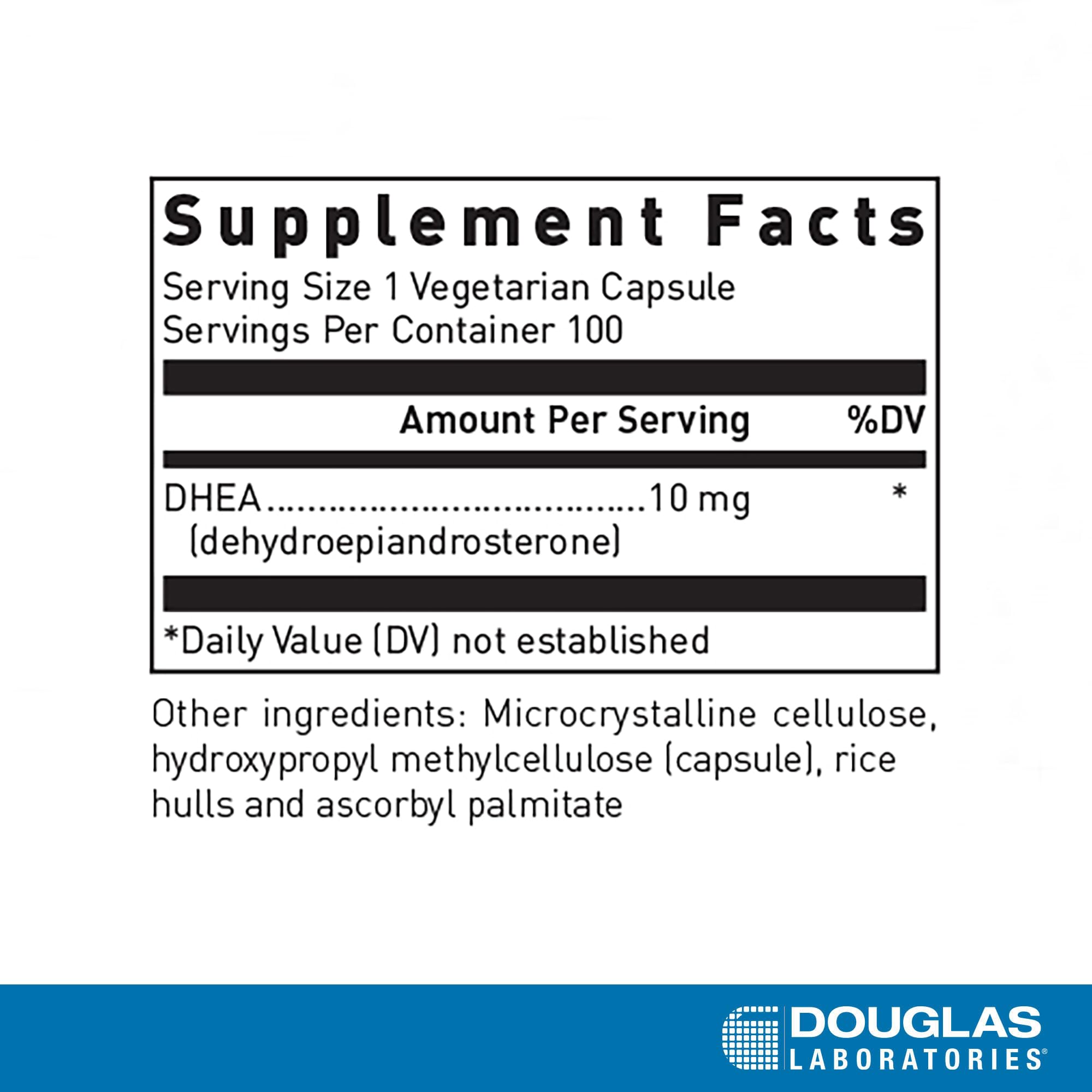 Douglas Laboratories DHEA Capsules 10 mg side view
