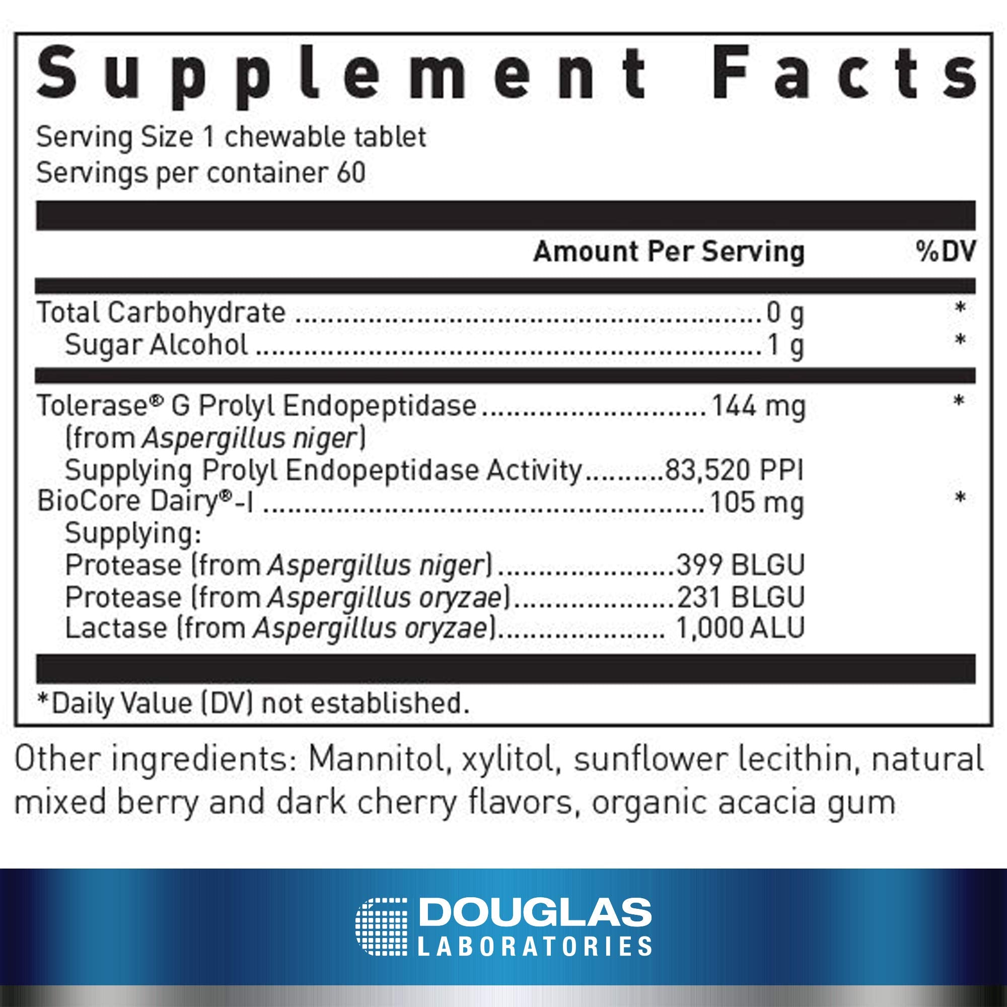 Douglas Laboratories Gluten-Dairy Ultra Enzyme Chews side view showing chewable tablets