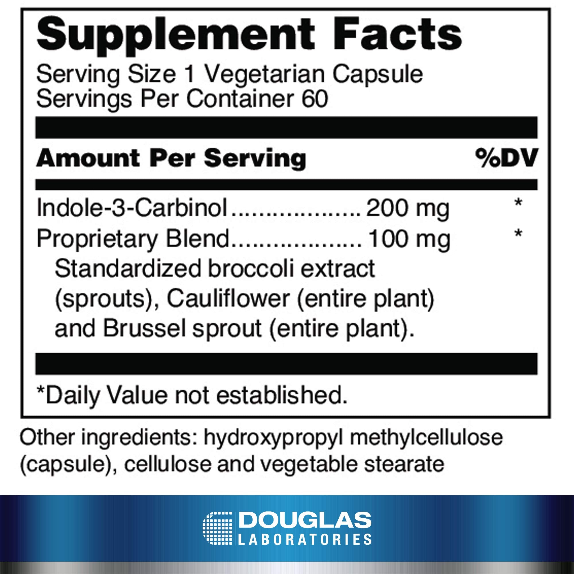 Douglas Laboratories Indole-3-Carbinol Supplement 200mg side view