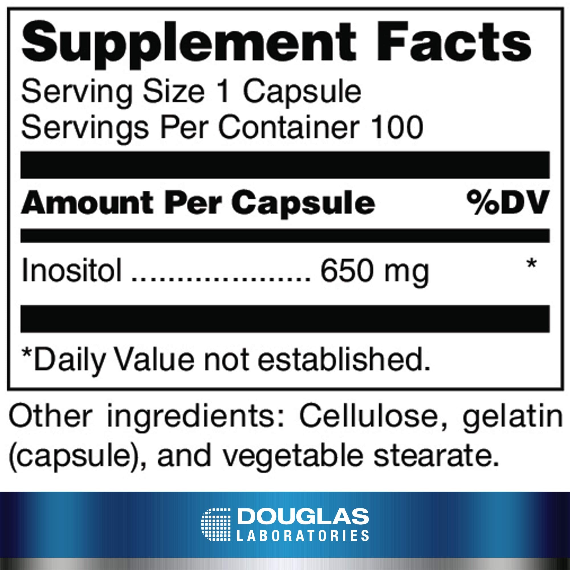 Douglas Laboratories Inositol 650mg Capsules back view