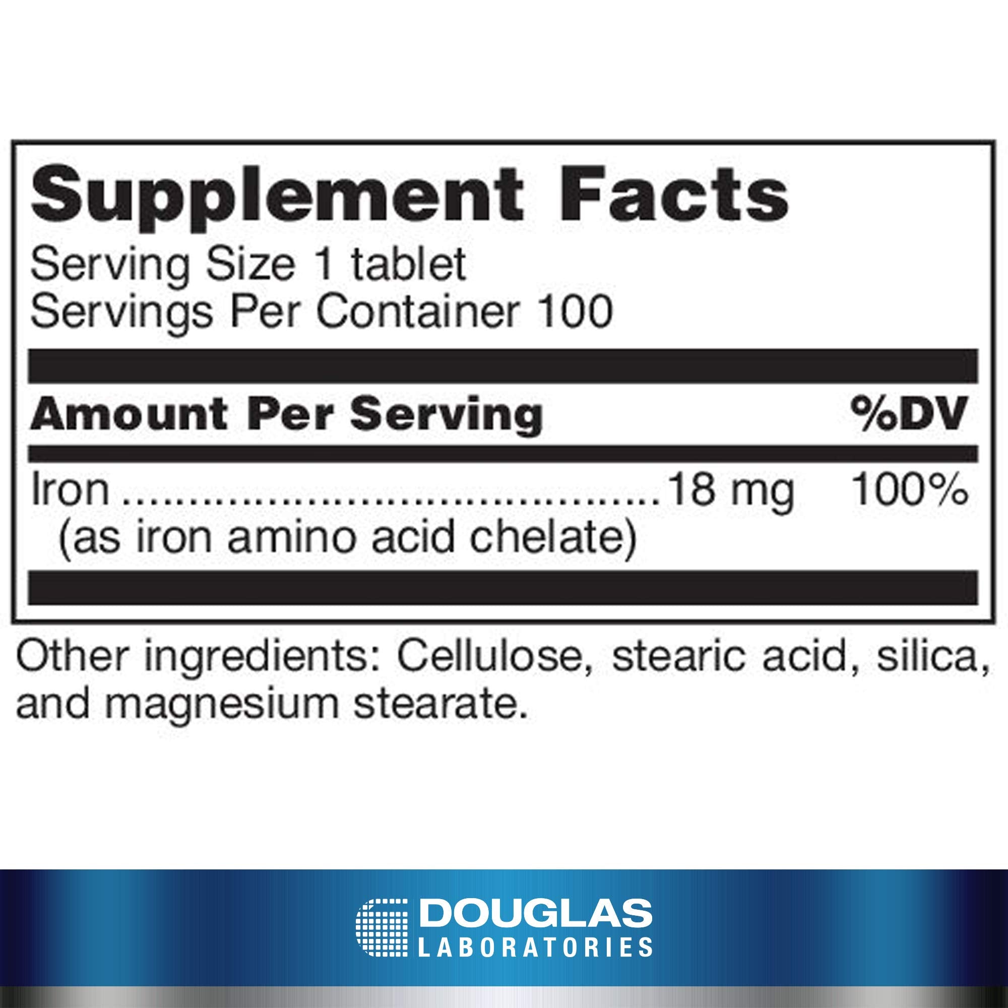 Douglas Laboratories Iron Supplement 18mg tablet side view