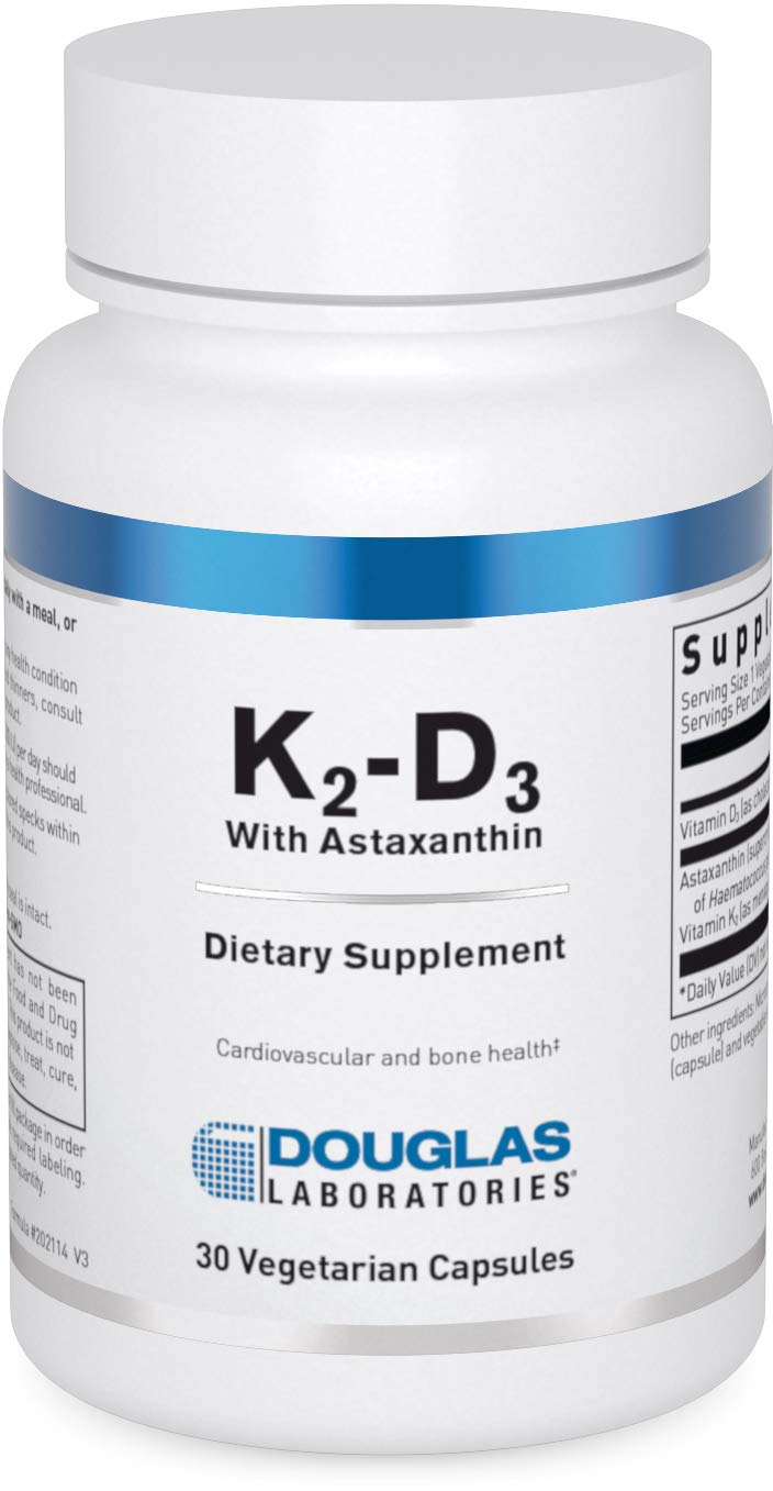 Douglas Laboratories K2 D3 with Astaxanthin capsules front view