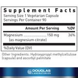Douglas Laboratories Magnesium Citrate 150mg capsules back view