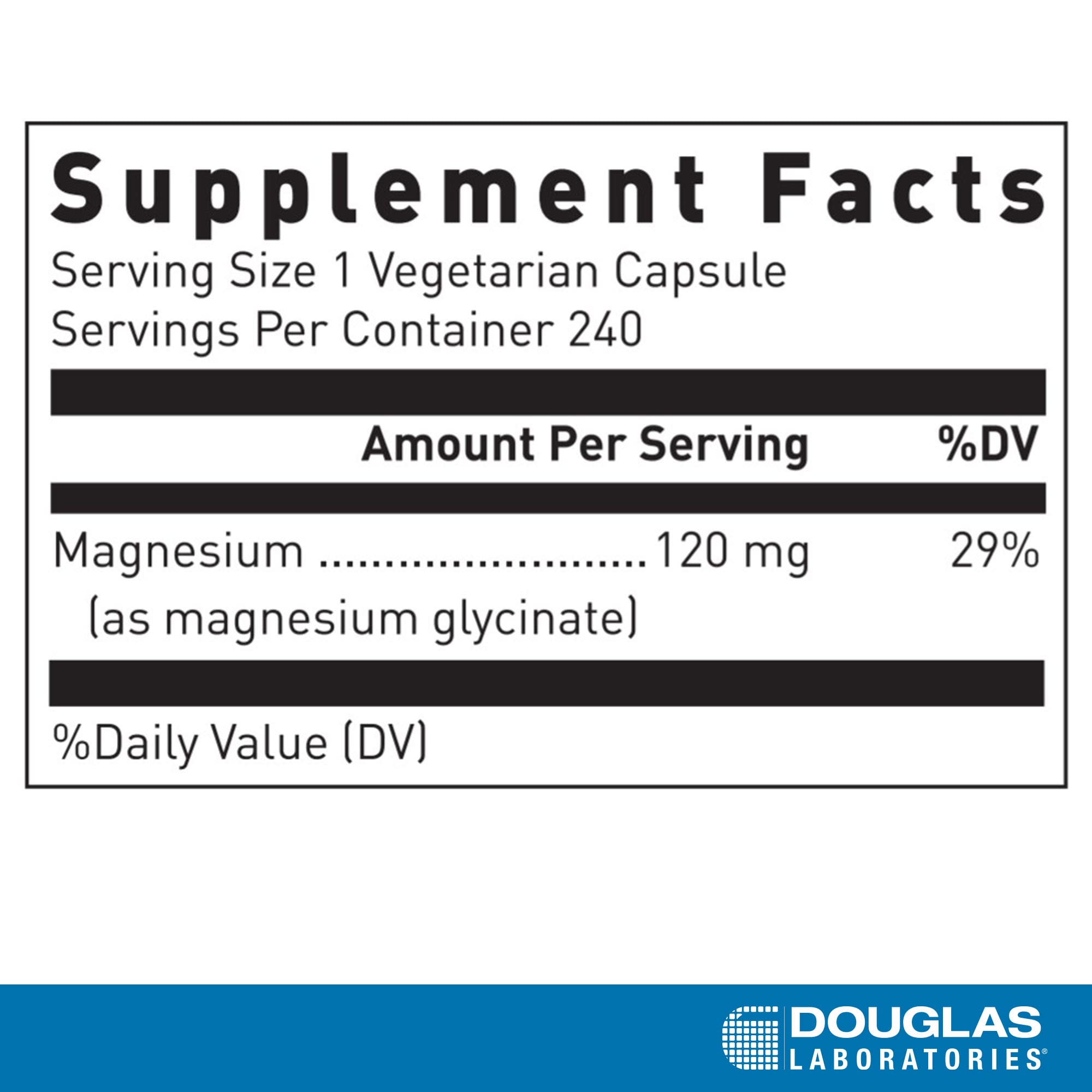 Douglas Laboratories Magnesium Glycinate 120mg capsule side view