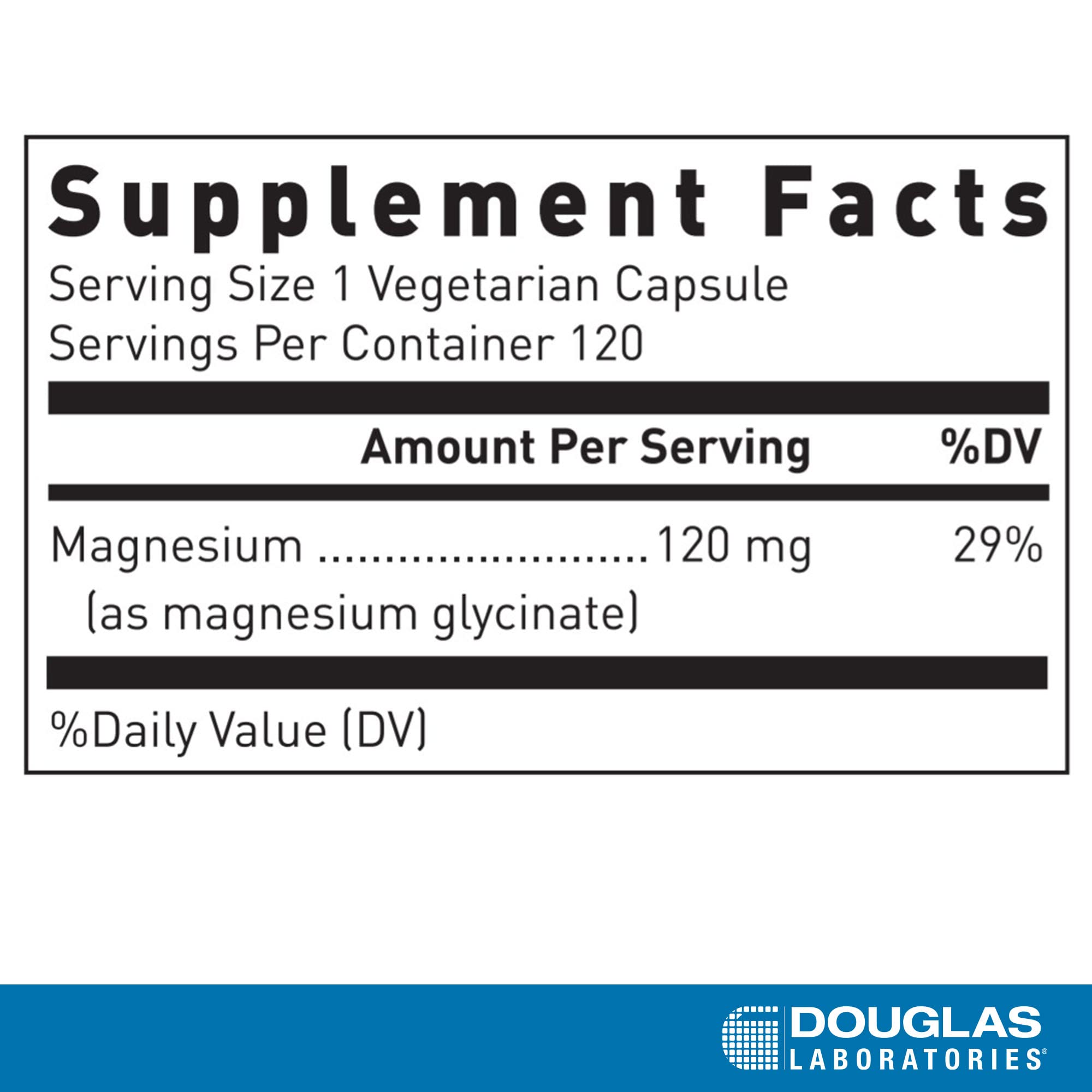 Douglas Laboratories Magnesium Glycinate 120mg Capsules side view