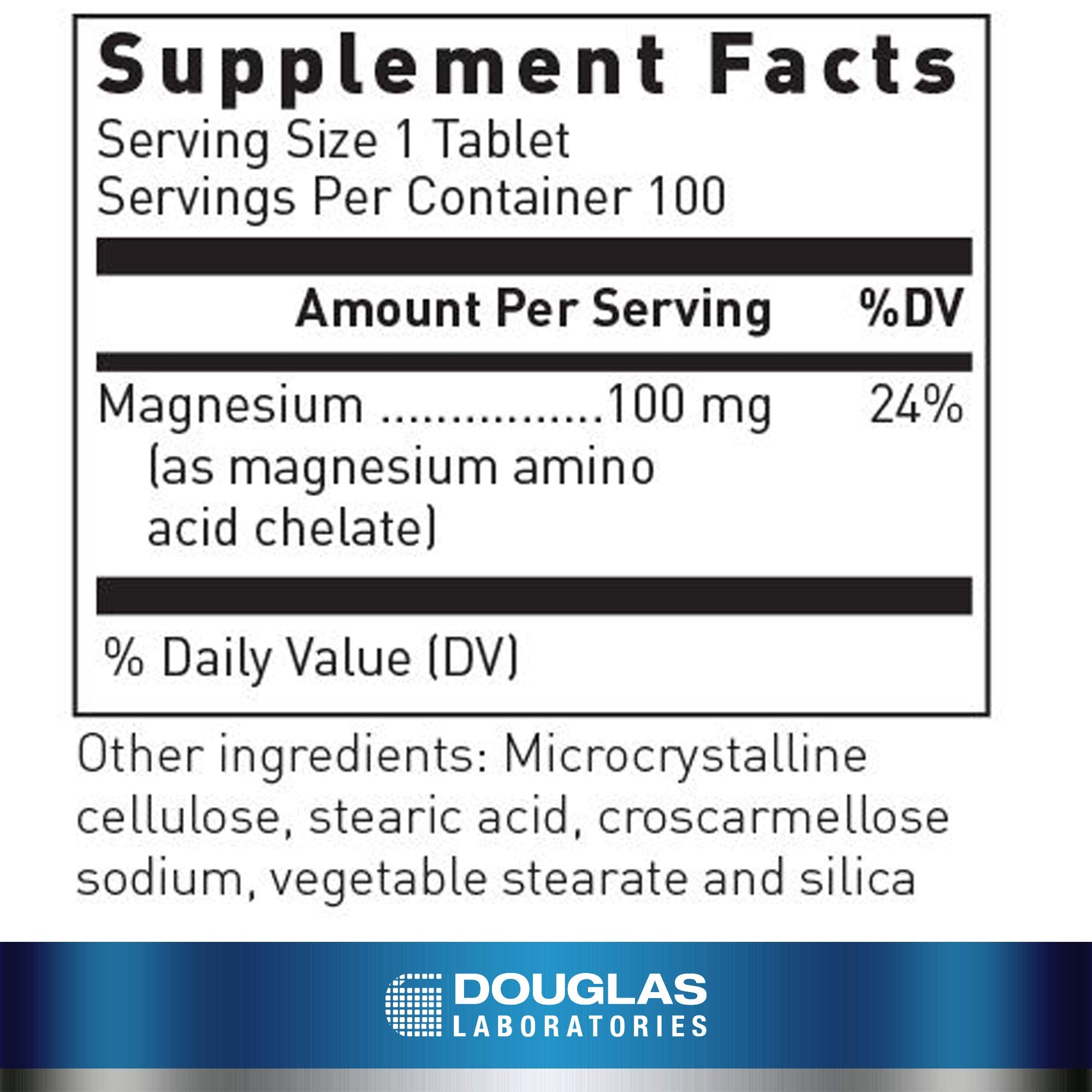 Douglas Laboratories Magnesium Supplement 100mg back view